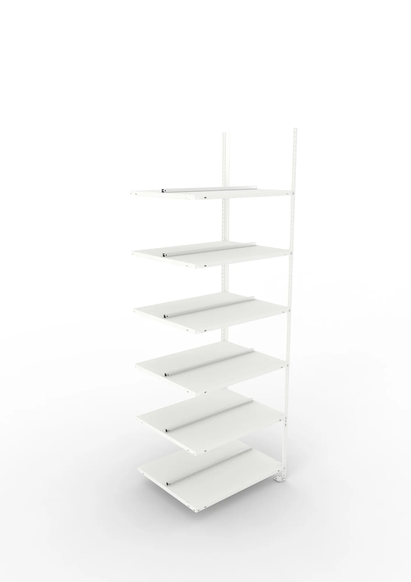META FIX COMPACT | Büro-Schraubregal | Anbauregal | 2200 x 750 x 600 mm | Fachlast 100 kg | 6 Ebenen | RAL 7035