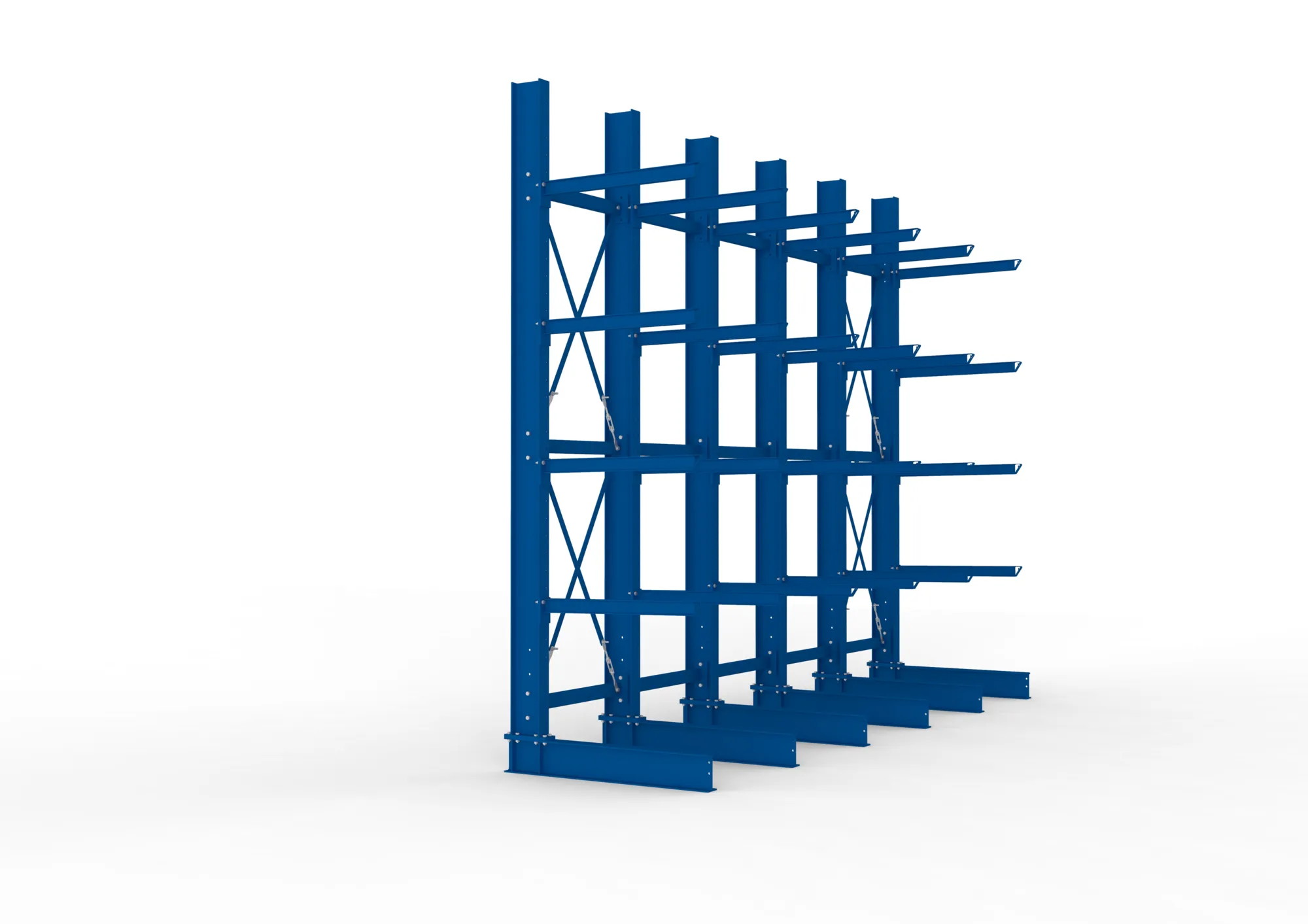 META MULTISTRONG H | Kragarmregal | 5 Felder | 4000 x 5000 x 1000 mm | Armlast 505 kg | einseitig | 4+1 Ebenen