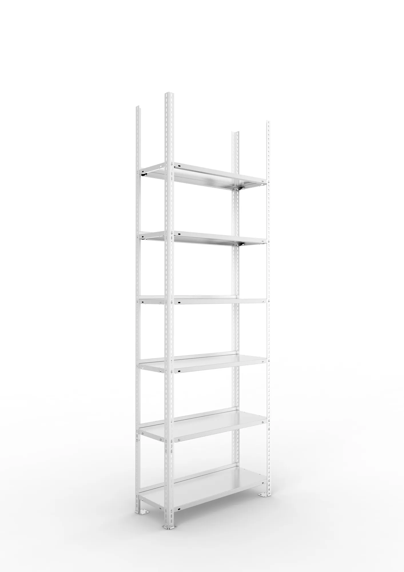 META FIX COMPACT | Büro-Schraubregal | Grundregal | 2200 x 750 x 300 mm | Fachlast 80 kg | 6 Ebenen | verzinkt