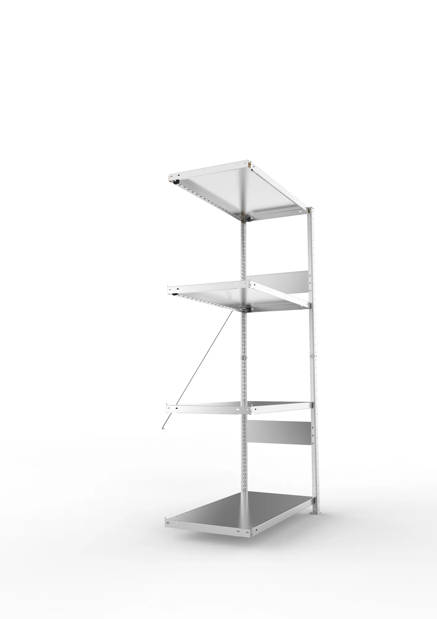 META CLIP SPLIT | Fachbodenregal | Anbauregal | 2000 x 1000 x 500 mm | Fachlast 230 kg | 3+1 Ebenen | verzinkt