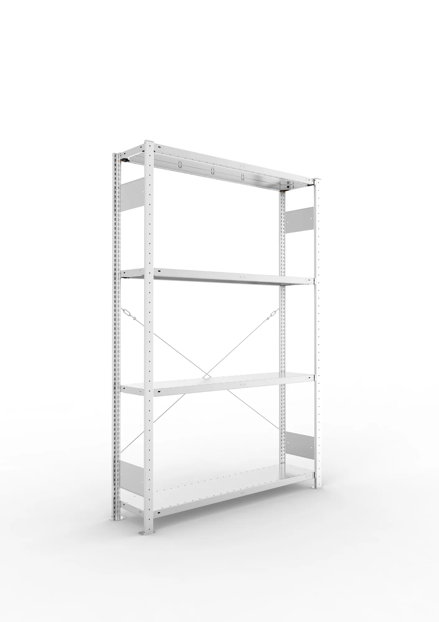 META CLIP S3 | Fachbodenregal | Grundregal | 2000 x 1300 x 300 mm | Fachlast 230 kg | 3+1 Ebenen | verzinkt