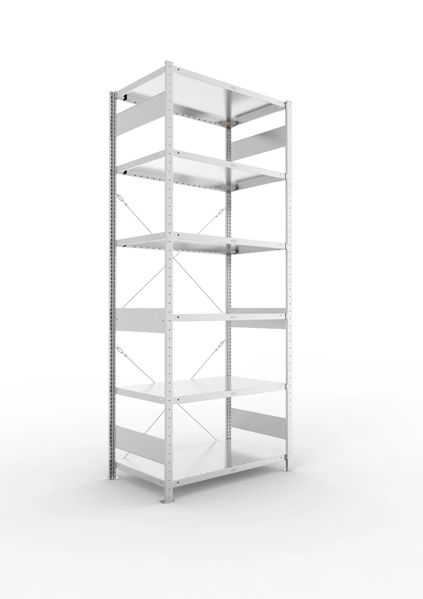 META CLIP | Fachbodenregal | Grundregal | 2500 x 1000 x 600 mm | Fachlast 230 kg | 5+1 Ebenen | verzinkt