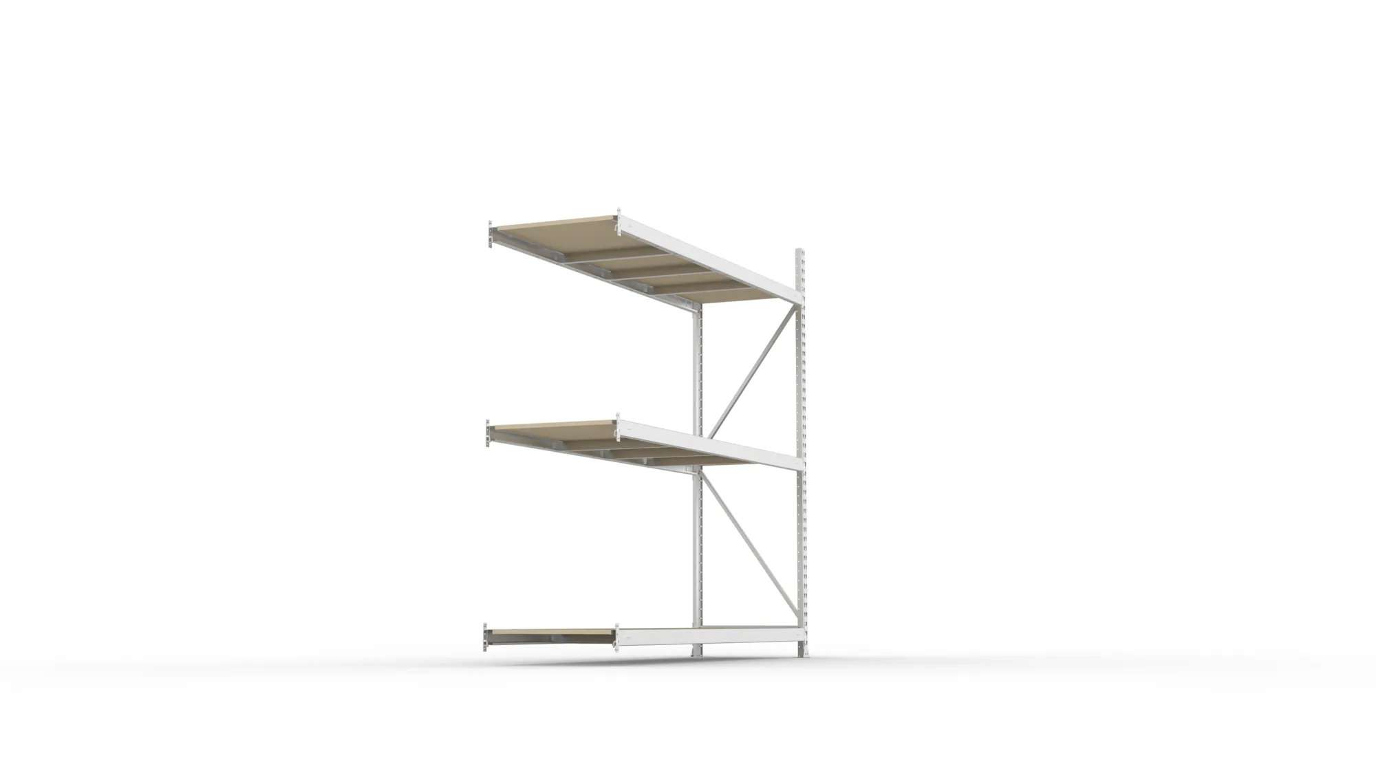META MINI-RACK Weitspannregal | Anbauregal | 2200 x 2200 x 650 mm | Fachlast 600 kg | Spanplattenböden | 3 Ebenen