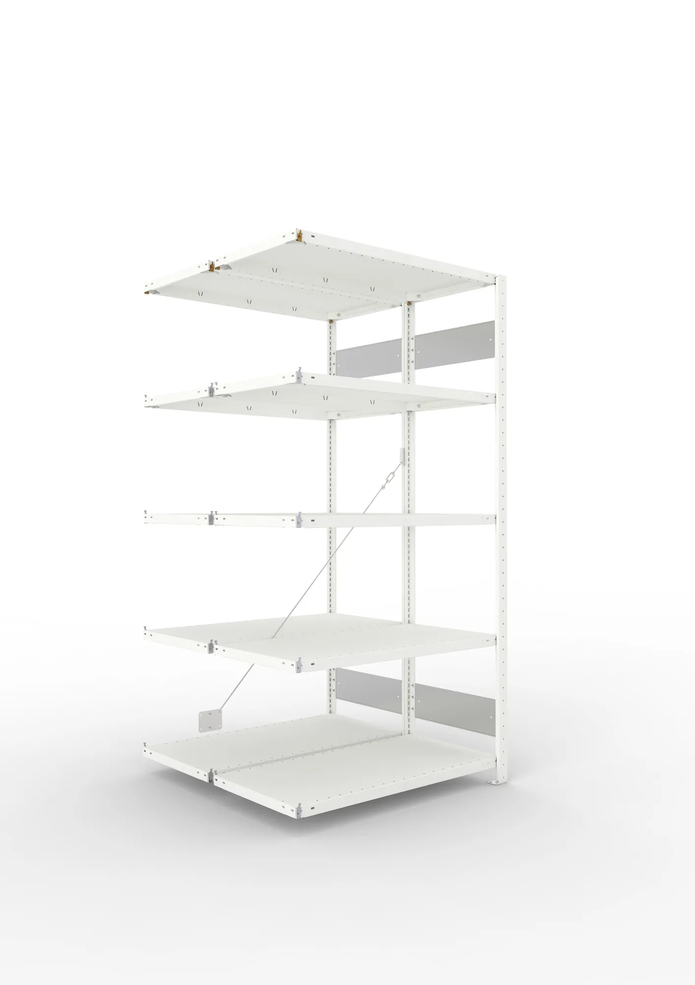 META CLIP S3 | Fachbodenregal | Doppel-Anbauregal | 2000 x 1000 x 500 mm | Fachlast 150 kg | 4+1 Ebenen | RAL 7035