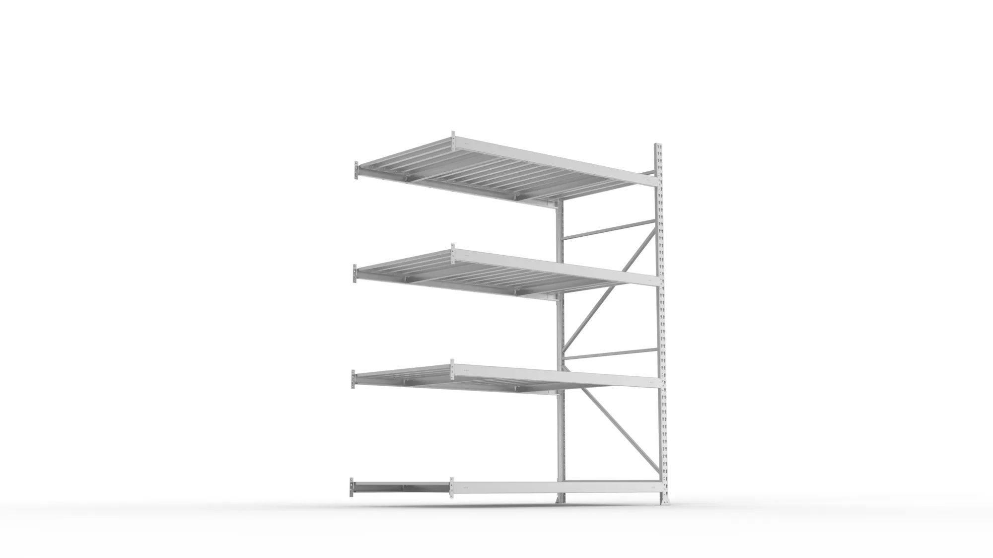 META MINI-RACK Weitspannregal | Anbauregal | 2500 x 1800 x 1050 mm | Fachlast 600 kg | Stahlpaneelböden | 4 Ebenen