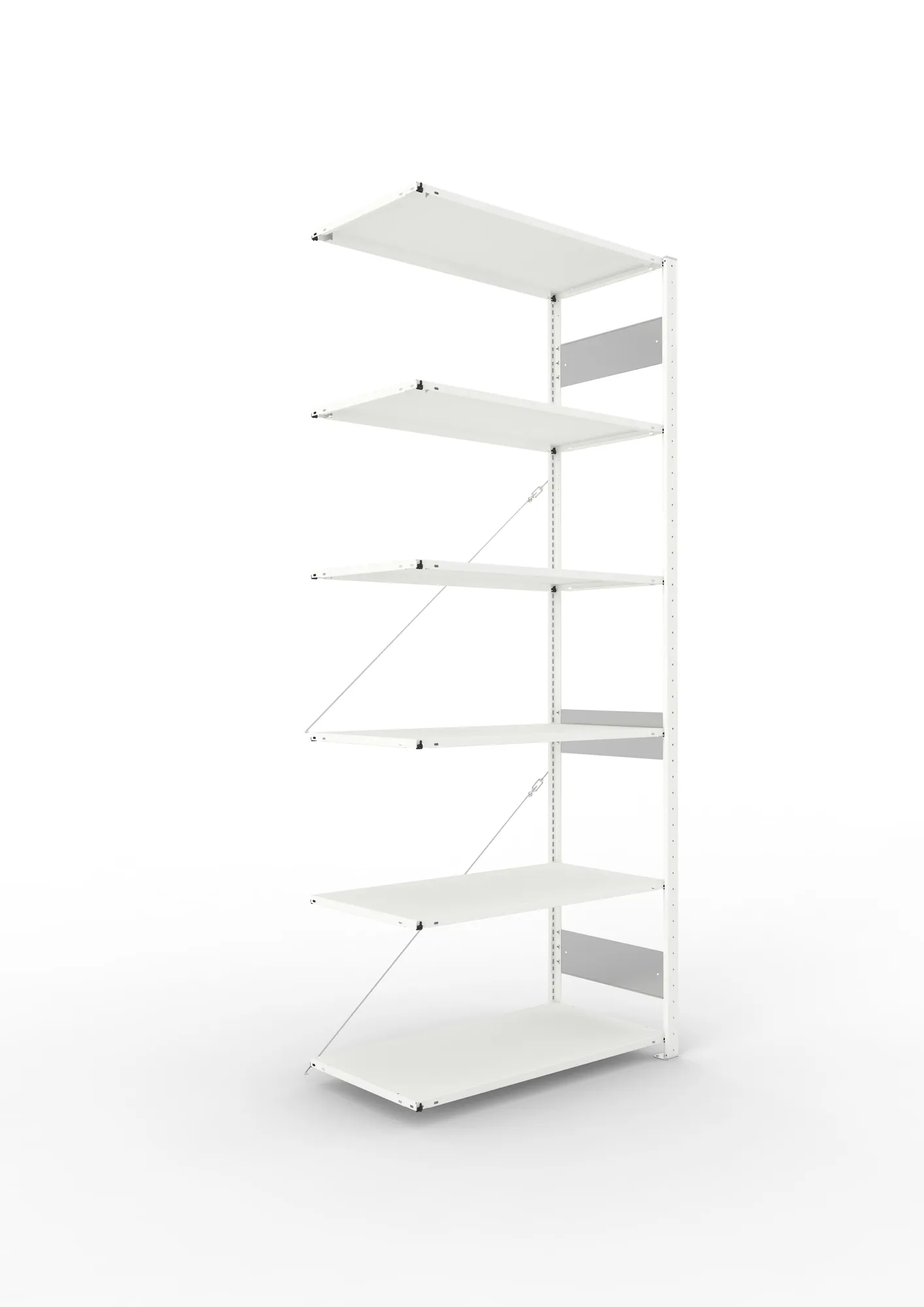 META CLIP S3 | Fachbodenregal | Anbauregal | 2500 x 1000 x 500 mm | Fachlast 80 kg | 5+1 Ebenen | RAL 7035
