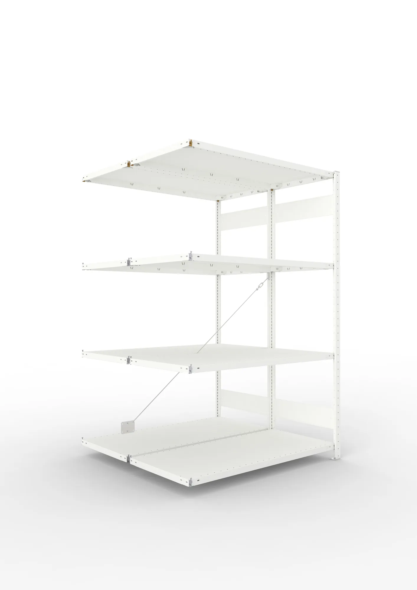 META CLIP | Fachbodenregal | Doppel-Anbauregal | 2000 x 1300 x 600 mm | Fachlast 230 kg | 3+1 Ebenen | RAL 7035