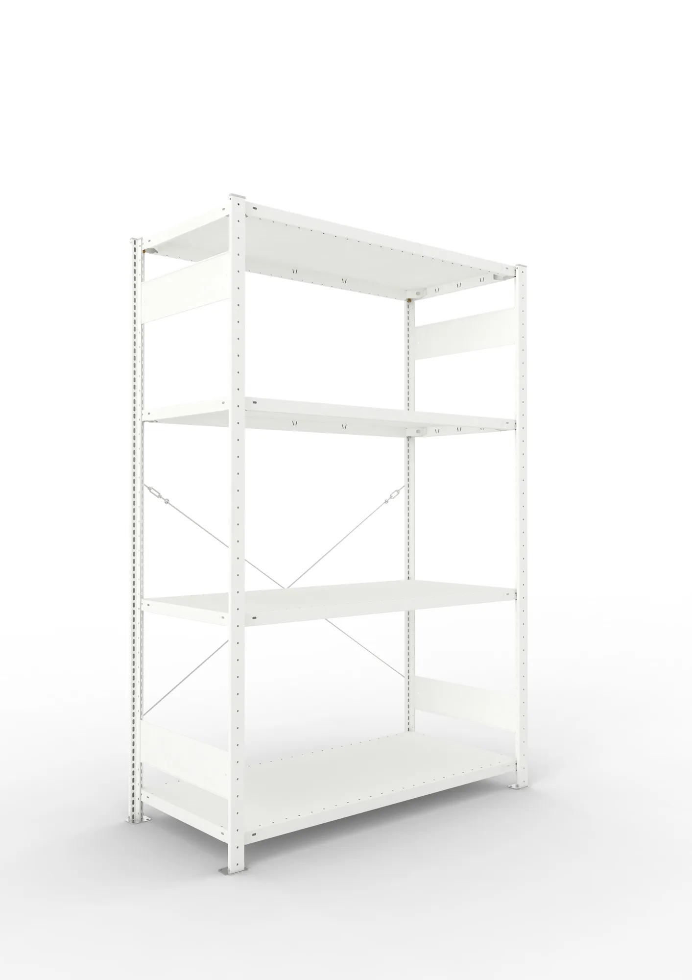 META CLIP | Fachbodenregal | Grundregal | 2000 x 1300 x 600 mm | Fachlast 230 kg | 3+1 Ebenen | RAL 7035