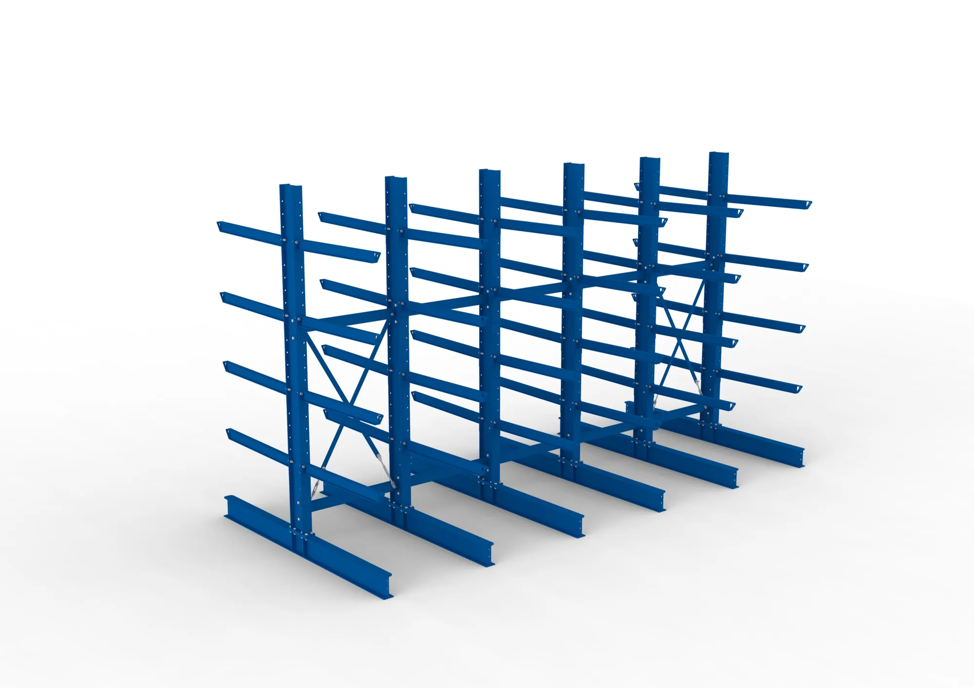 META MULTISTRONG H | Kragarmregal | 5 Felder | 3000 x 5000 x 1000 mm | Armlast 505 kg | doppelseitig | 4+1 Ebenen
