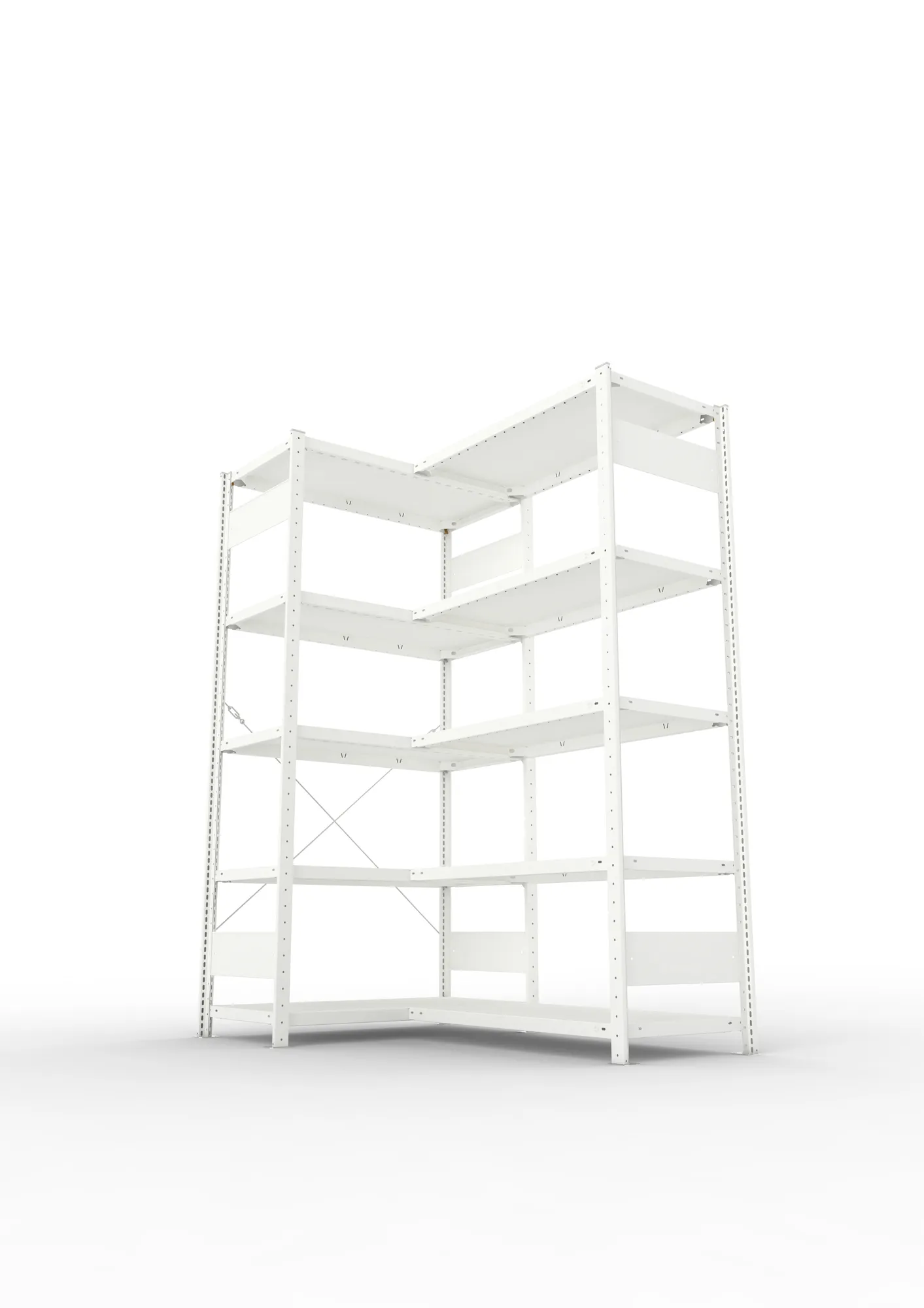 META CLIP | Eckregal | 2000 x 1000 x 500 mm | Fachlast 100 kg | 4+1 Ebenen | RAL 7035