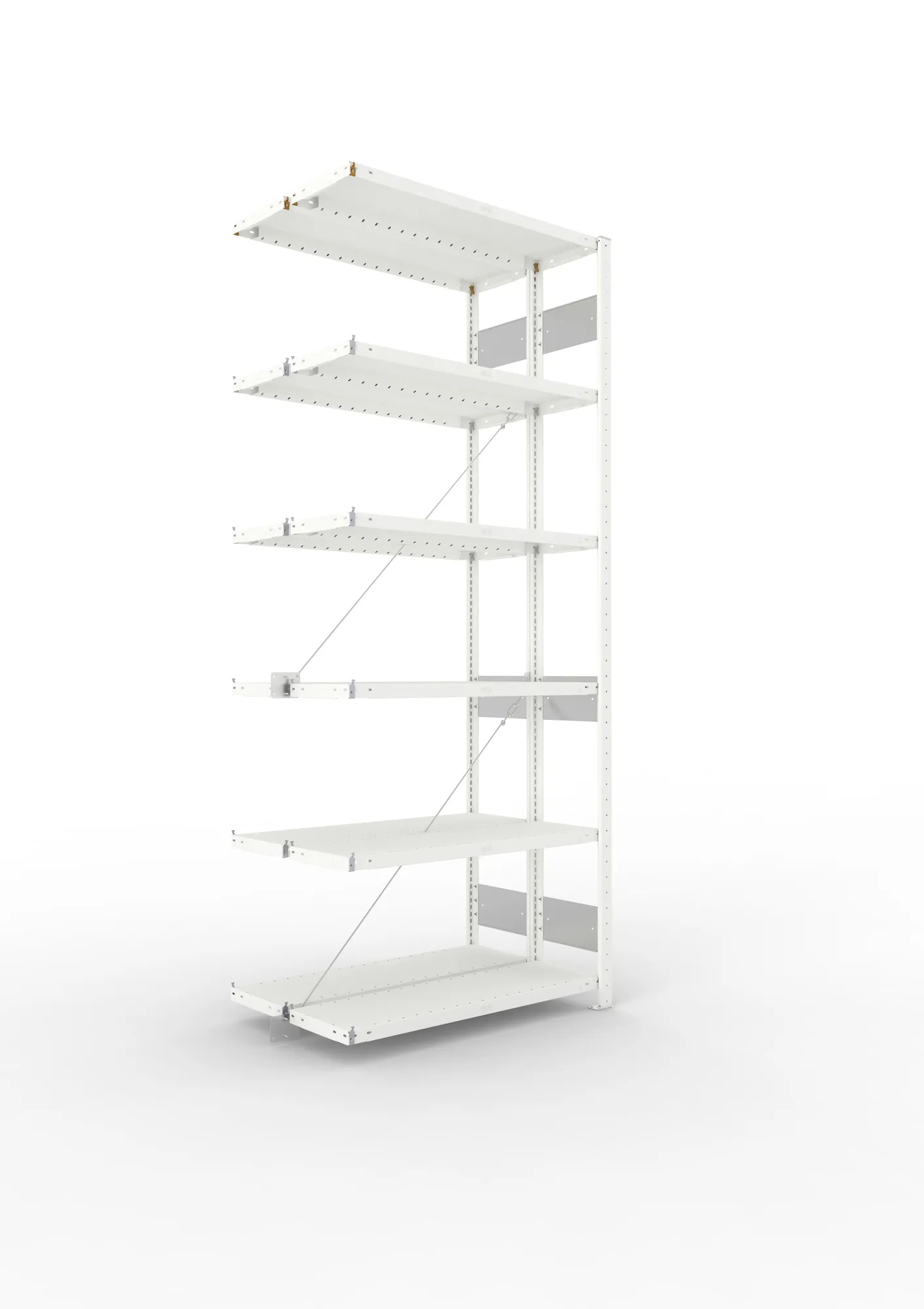 META CLIP S3 | Fachbodenregal | Doppel-Anbauregal | 2500 x 1000 x 300 mm | Fachlast 100 kg | 5+1 Ebenen | RAL 7035