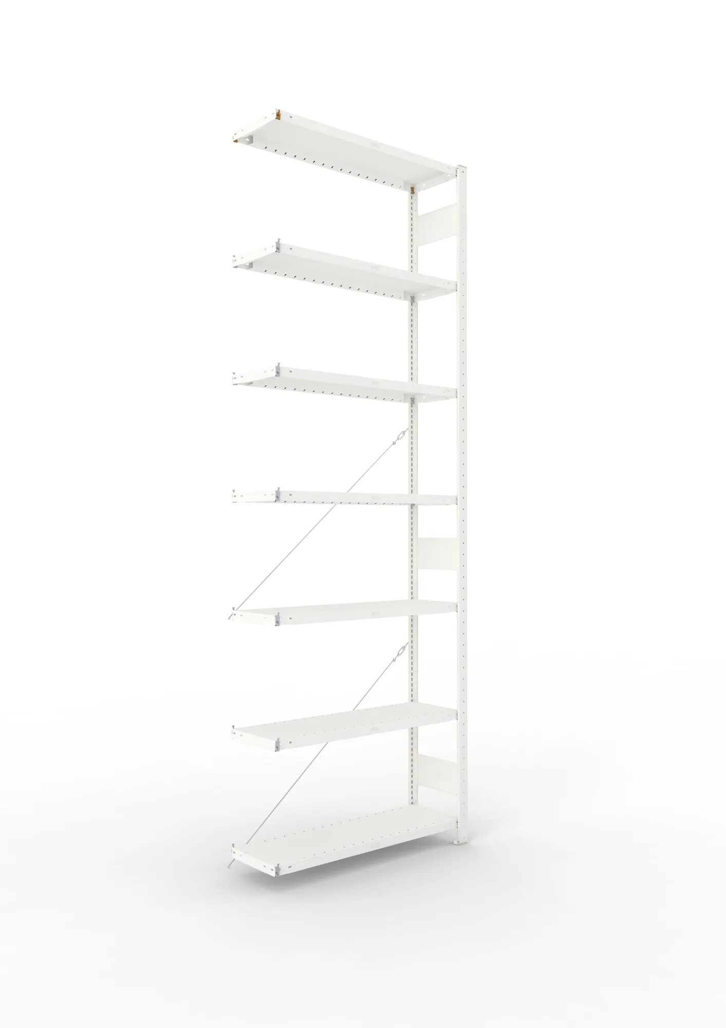 META CLIP | Fachbodenregal | Anbauregal | 3000 x 1000 x 300 mm | Fachlast 100 kg | 6+1 Ebenen | RAL 7035
