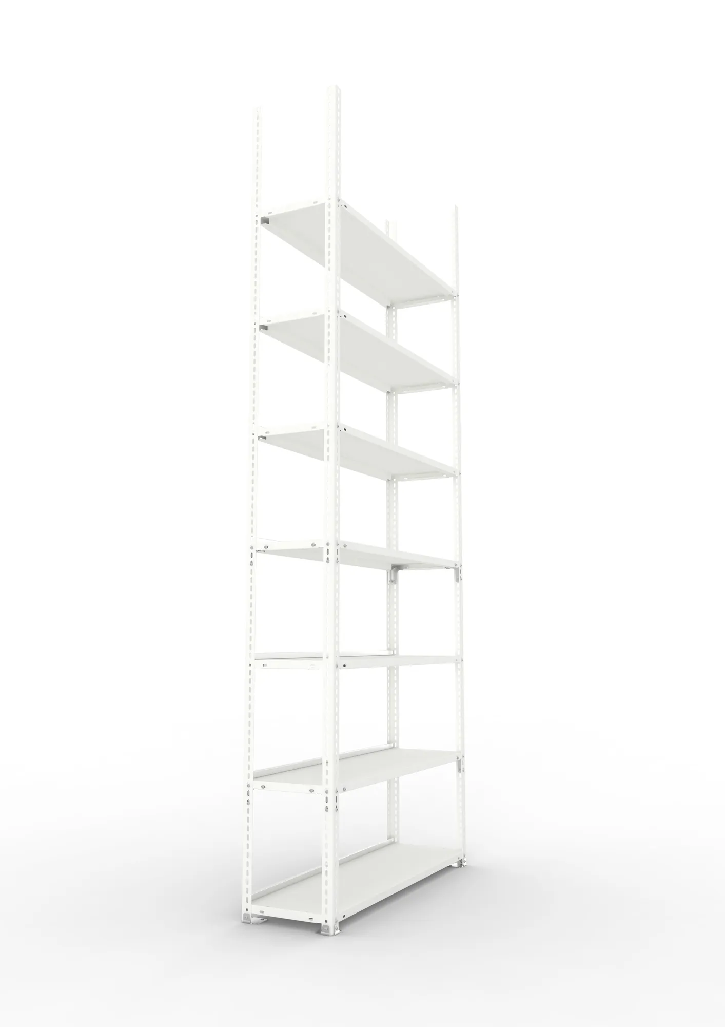 META FIX COMPACT | Büro-Schraubregal | Grundregal | 2500 x 1000 x 300 mm | Fachlast 80 kg | 7 Ebenen | RAL 7035