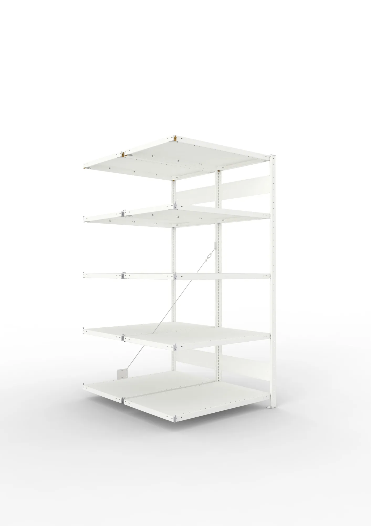 META CLIP | Fachbodenregal | Doppel-Anbauregal | 2000 x 1000 x 600 mm | Fachlast 150 kg | 4+1 Ebenen | RAL 7035