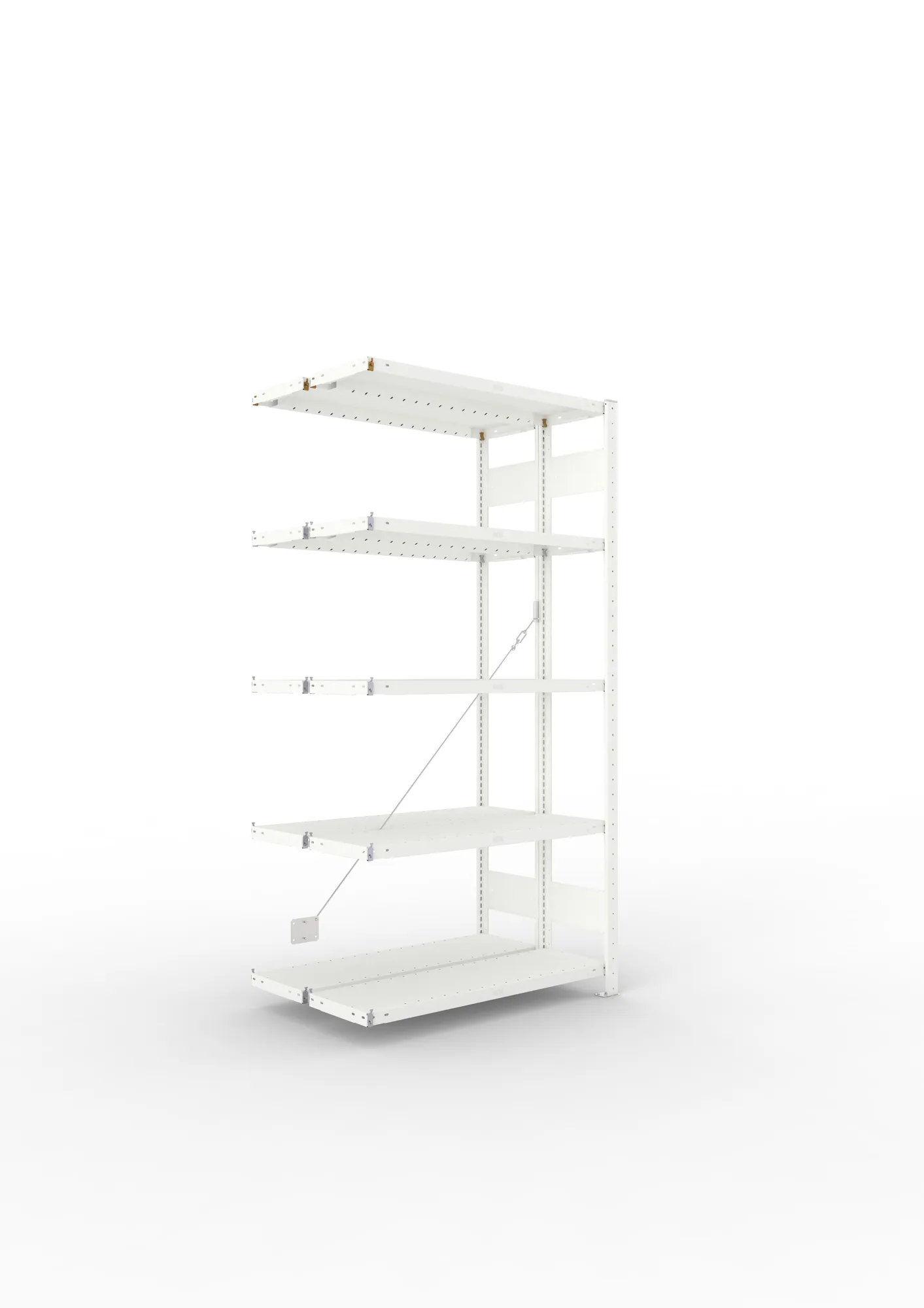 META CLIP | Fachbodenregal | Doppel-Anbauregal | 2000 x 1000 x 300 mm | Fachlast 100 kg | 4+1 Ebenen | RAL 7035