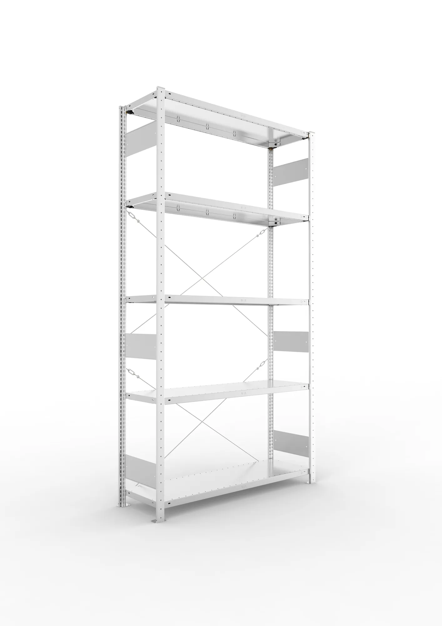 META CLIP S3 | Fachbodenregal | Grundregal | 2500 x 1300 x 400 mm | Fachlast 230 kg | 4+1 Ebenen | verzinkt