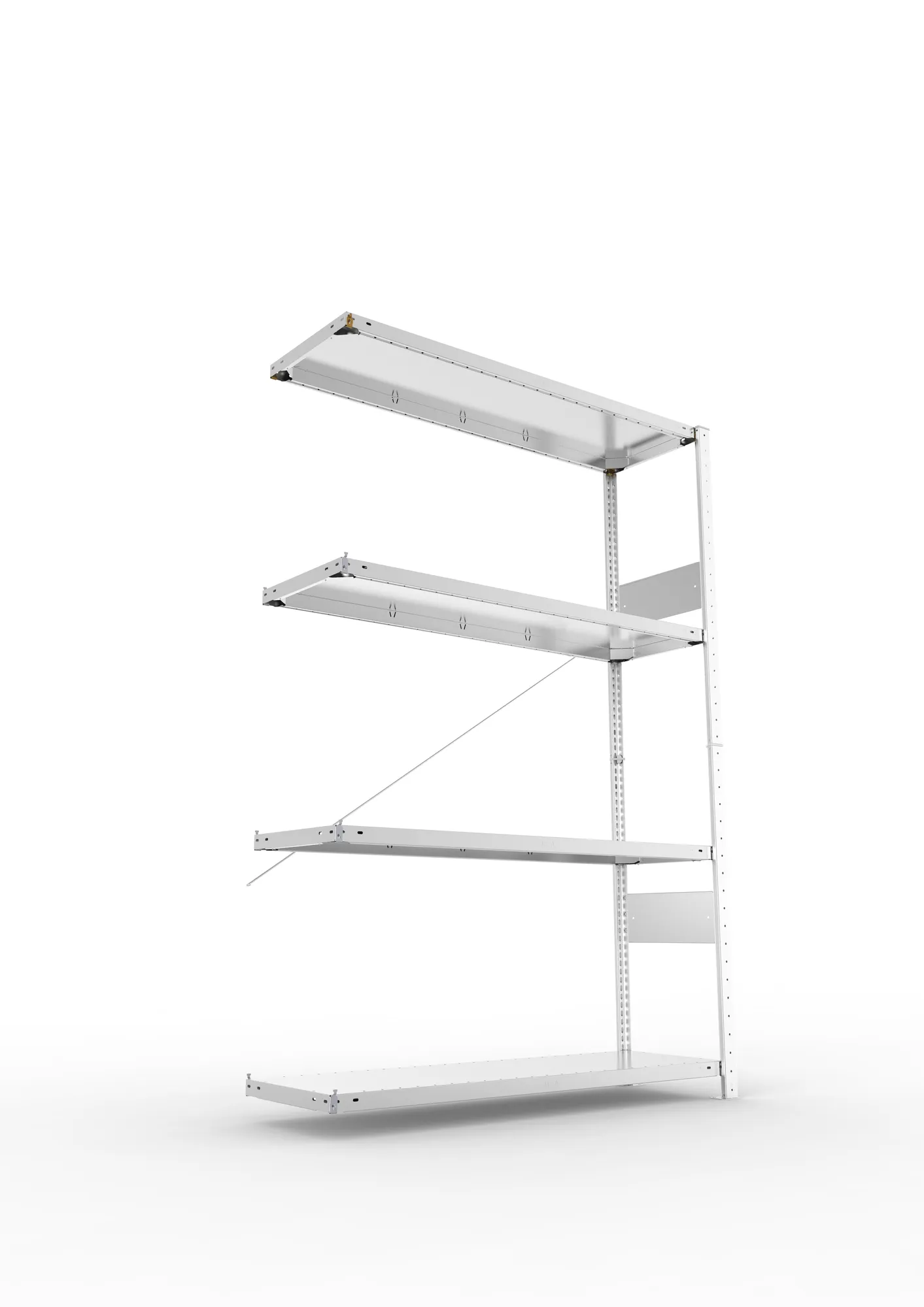 META CLIP SPLIT | Fachbodenregal | Anbauregal | 2000 x 1300 x 400 mm | Fachlast 150 kg | 3+1 Ebenen | verzinkt