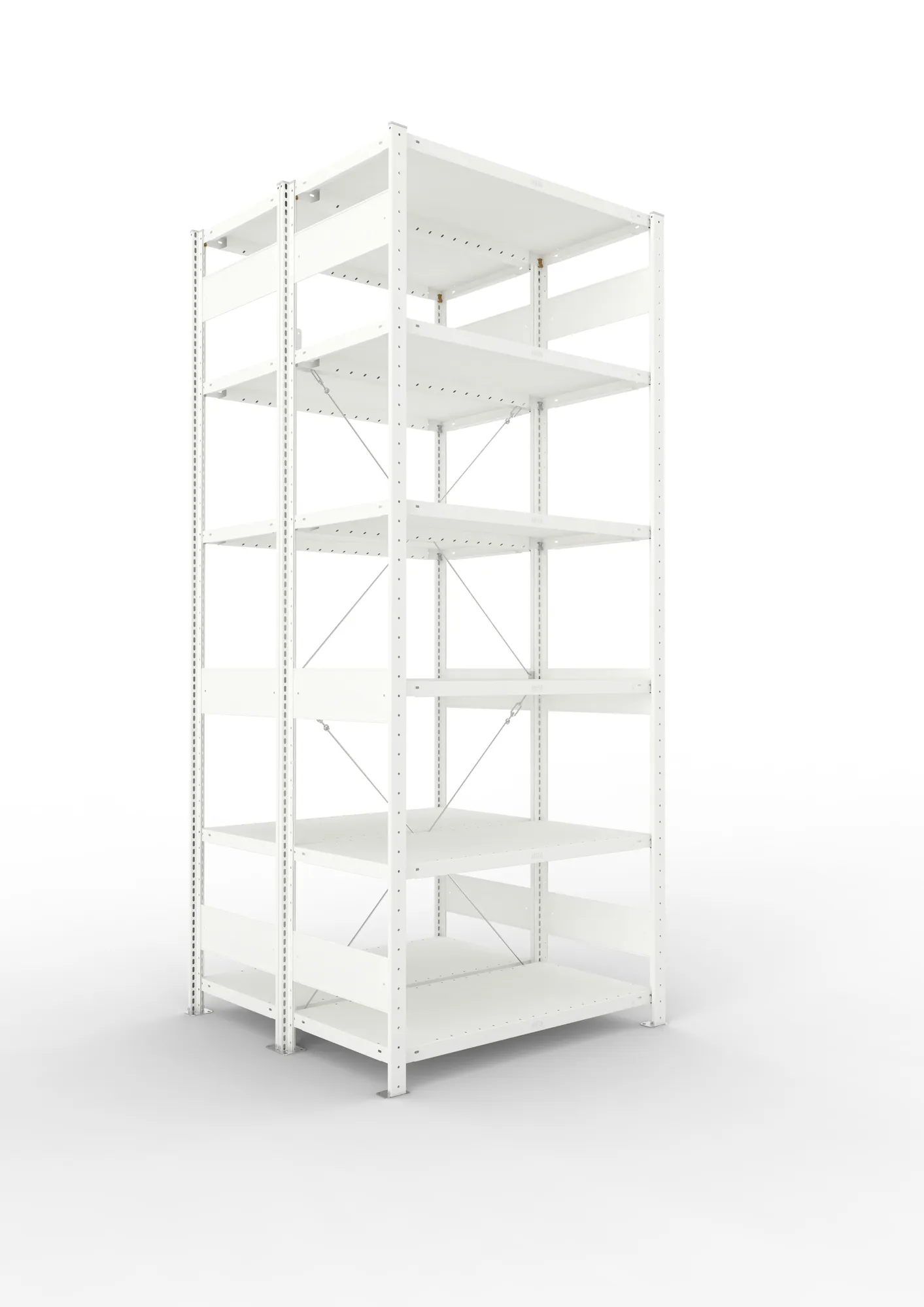 META CLIP | Fachbodenregal | Doppel-Grundregal | 2500 x 1000 x 500 mm | Fachlast 100 kg | 5+1 Ebenen | RAL 7035