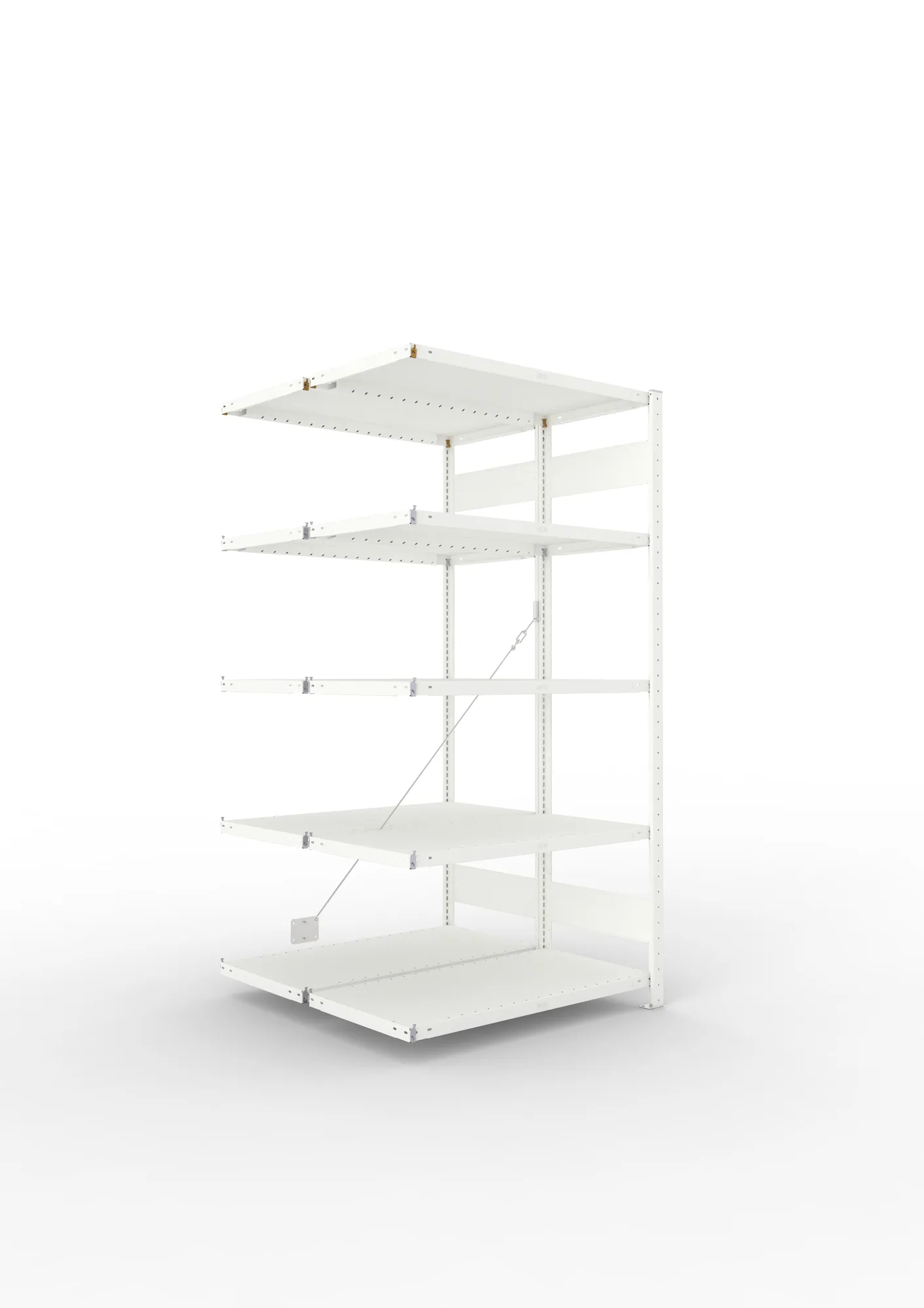 META CLIP | Fachbodenregal | Doppel-Anbauregal | 2000 x 1000 x 500 mm | Fachlast 100 kg | 4+1 Ebenen | RAL 7035