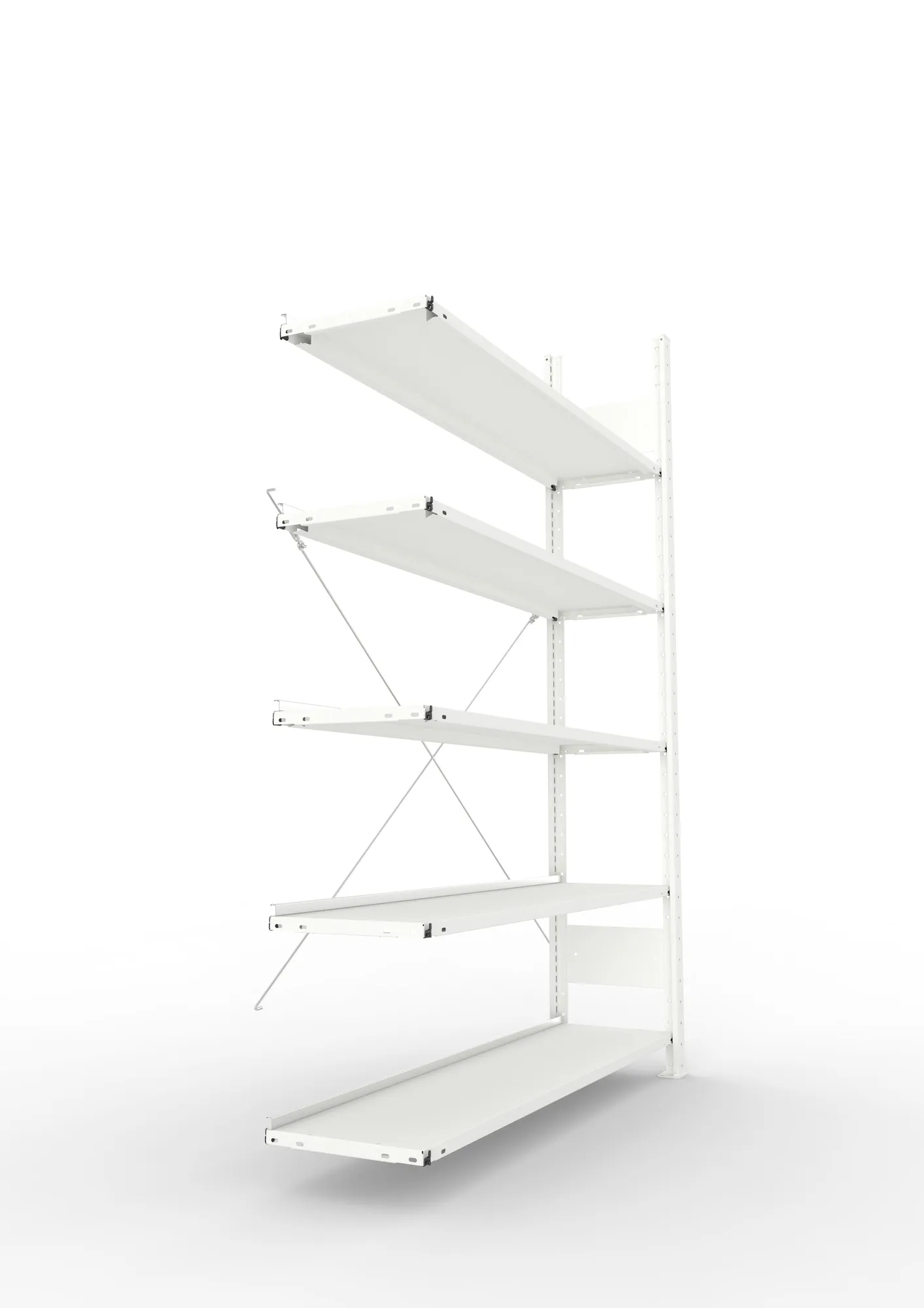 META COMPACT | Büro-Steckregal | Anbauregal | 1850 x 1250 x 300 mm | Fachlast 80 kg | 5 Ebenen | RAL 7035