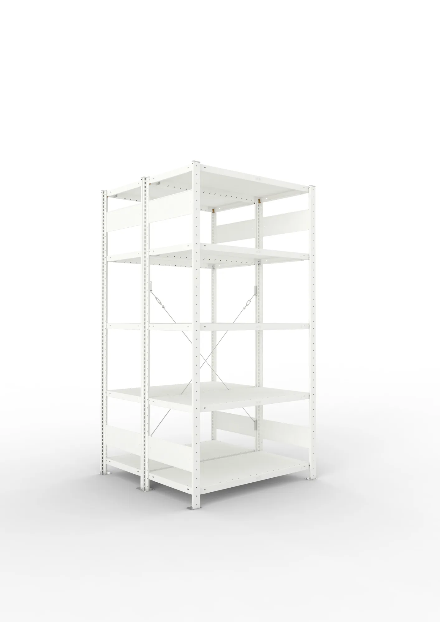 META CLIP | Fachbodenregal | Doppel-Grundregal | 2000 x 1000 x 500 mm | Fachlast 230 kg | 4+1 Ebenen | RAL 7035