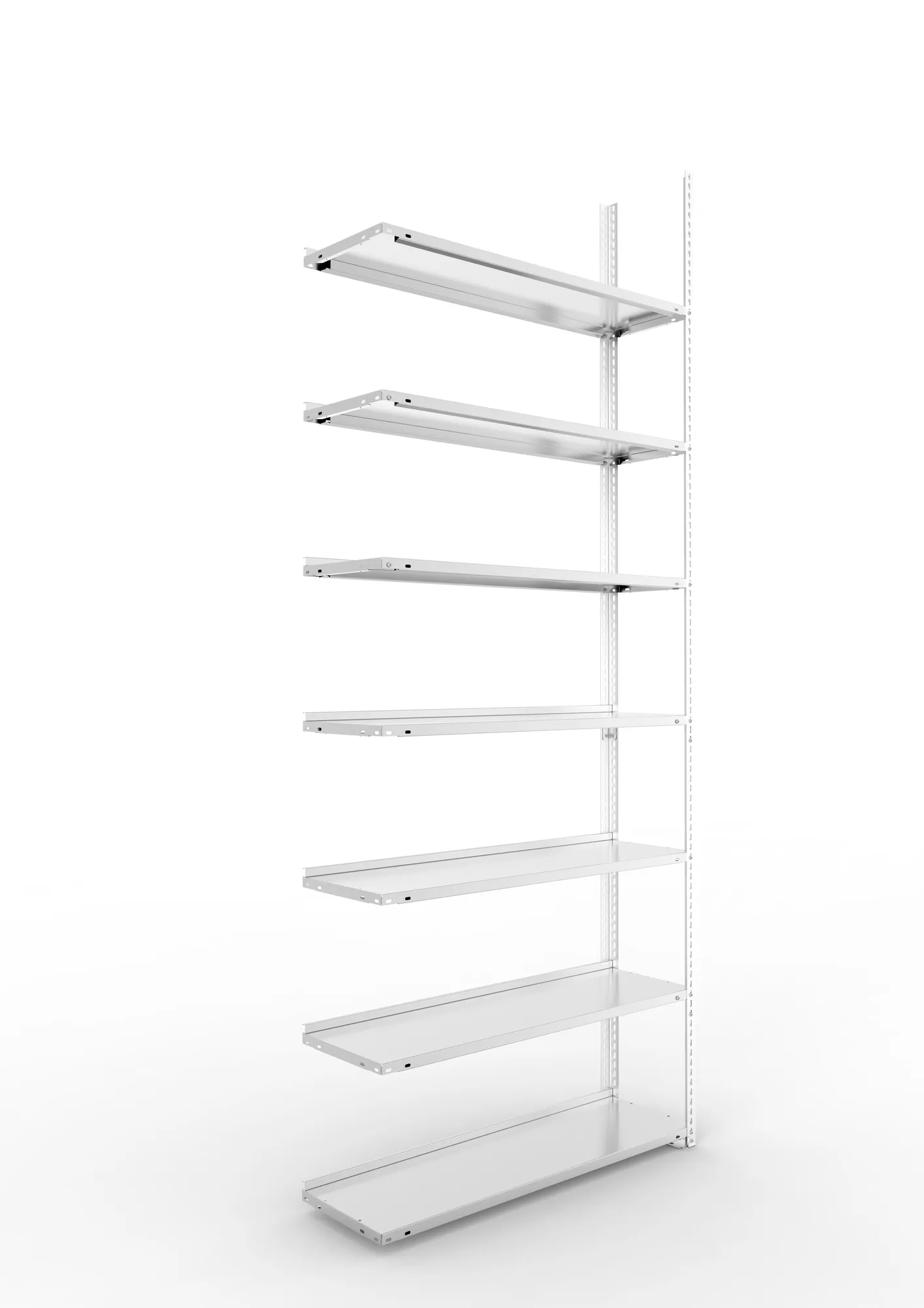 META FIX COMPACT | Büro-Schraubregal | Anbauregal | 2500 x 1000 x 300 mm | Fachlast 80 kg | 7 Ebenen | verzinkt