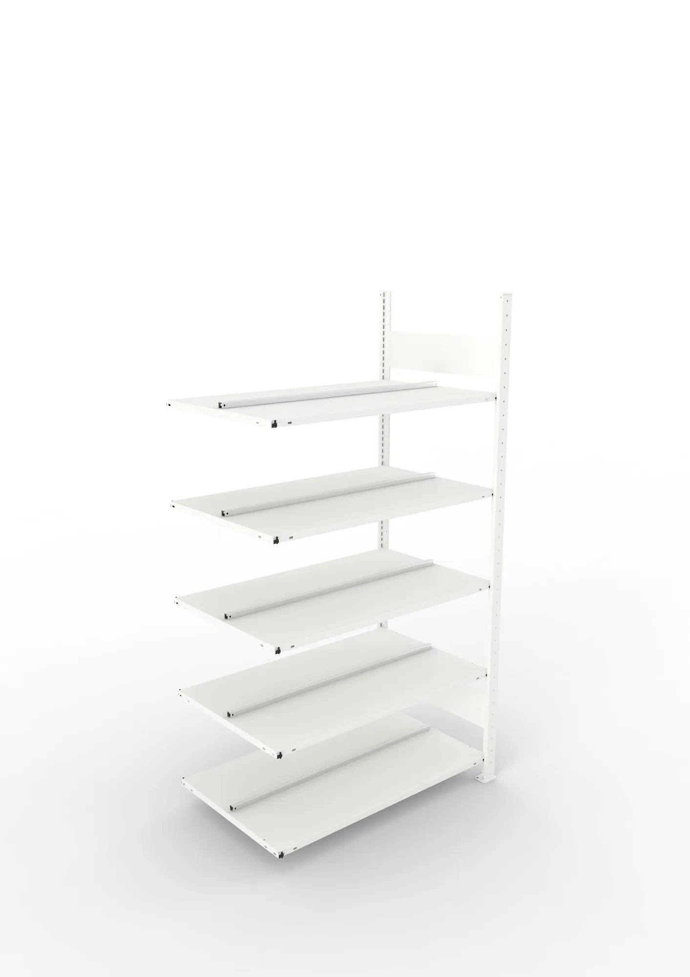 META COMPACT | Büro-Steckregal | Anbauregal | 1850 x 1000 x 600 mm | Fachlast 100 kg | 5 Ebenen | RAL 7035