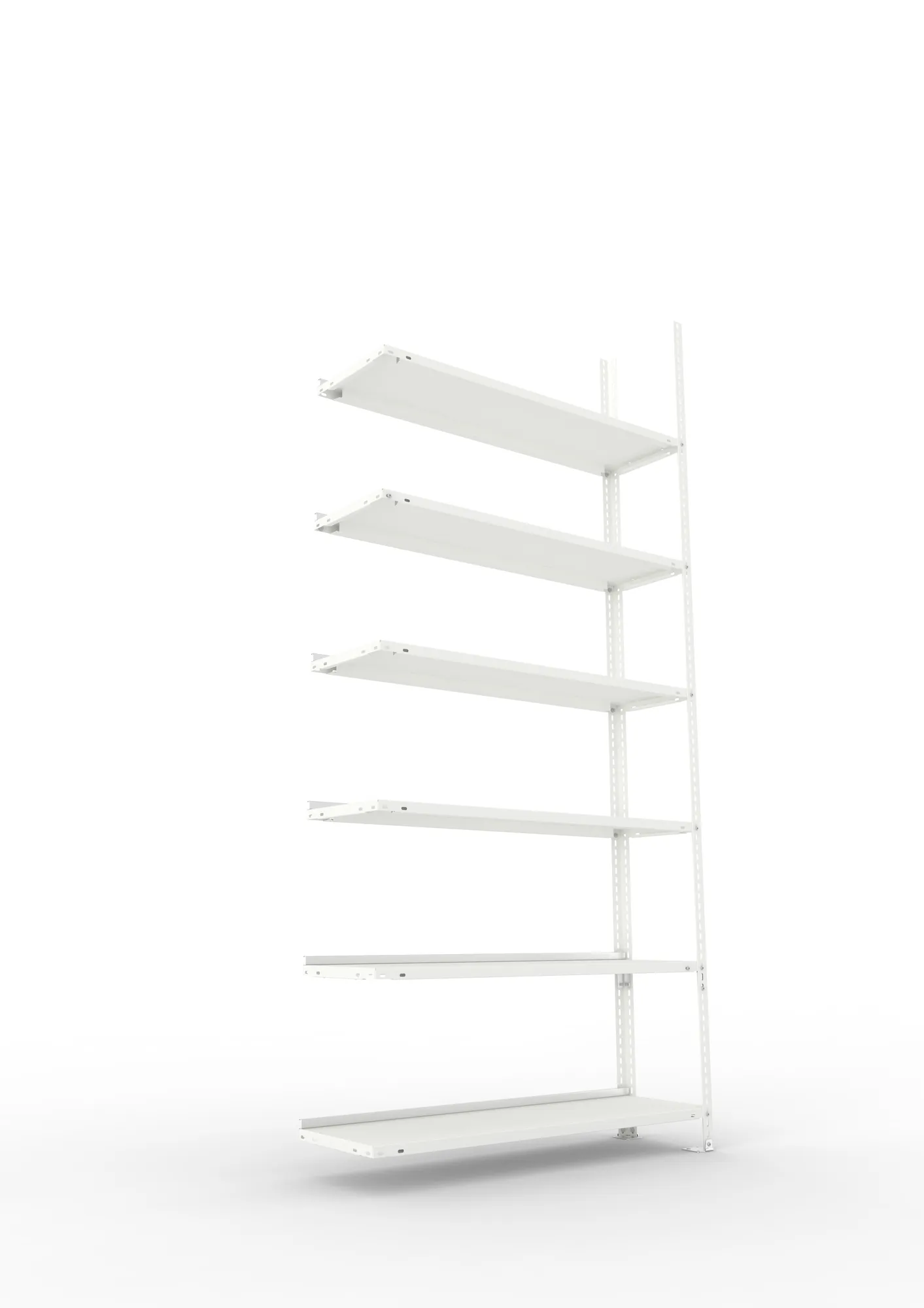 META FIX COMPACT | Büro-Schraubregal | Anbauregal | 2200 x 1000 x 300 mm | Fachlast 80 kg | 6 Ebenen | RAL 7035