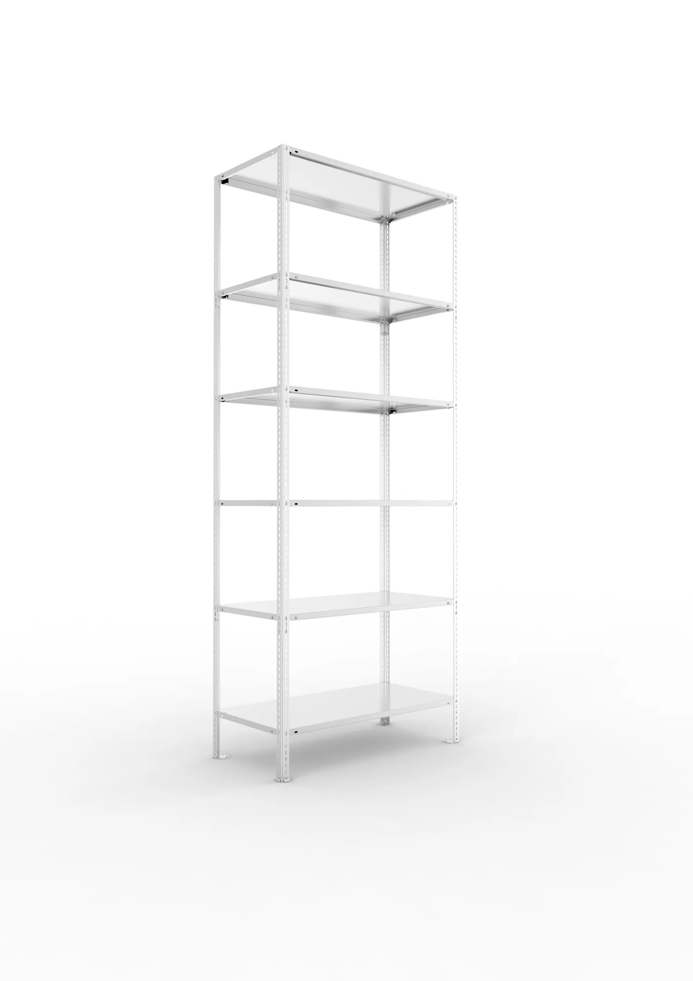META FIX | Fachbodenregal | Grundregal | 2500 x 1000 x 500 mm | Fachlast 80 kg | 6 Ebenen | verzinkt