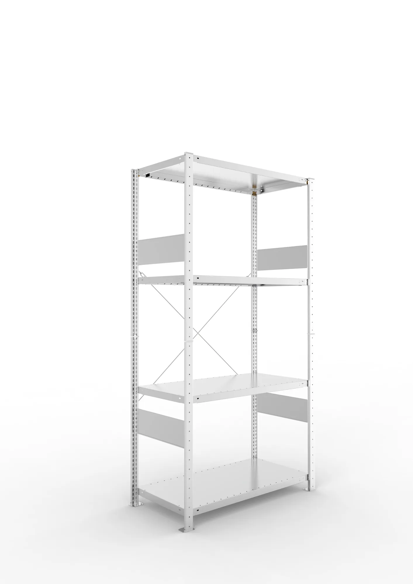 META CLIP SPLIT | Fachbodenregal | Grundregal | 2000 x 1000 x 500 mm | Fachlast 100 kg | 3+1 Ebenen | verzinkt