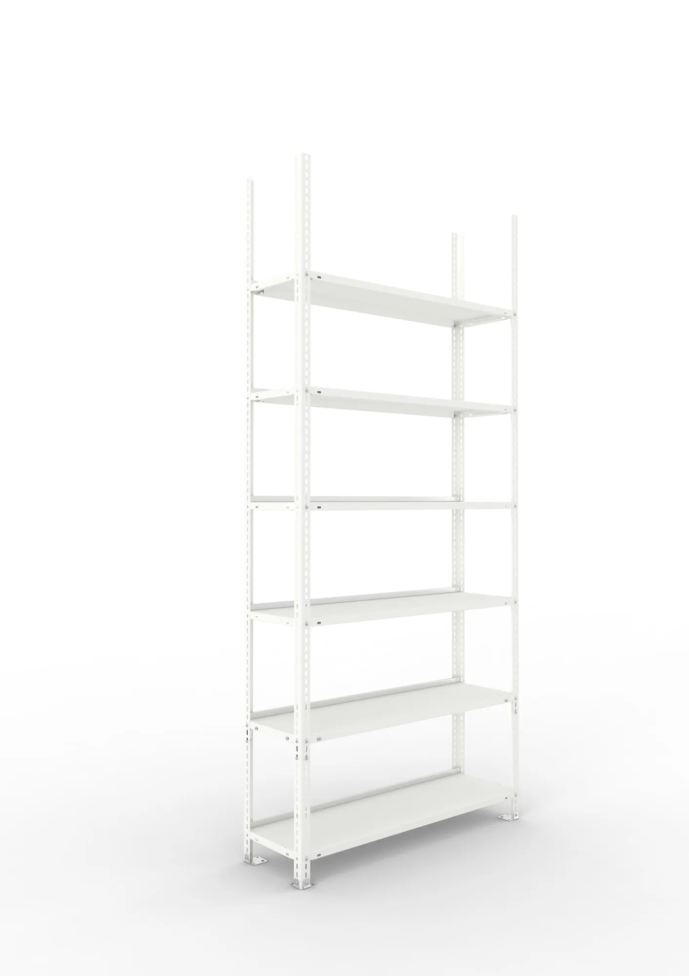 META FIX COMPACT | Büro-Schraubregal | Grundregal | 2200 x 1000 x 300 mm | Fachlast 80 kg | 6 Ebenen | RAL 7035