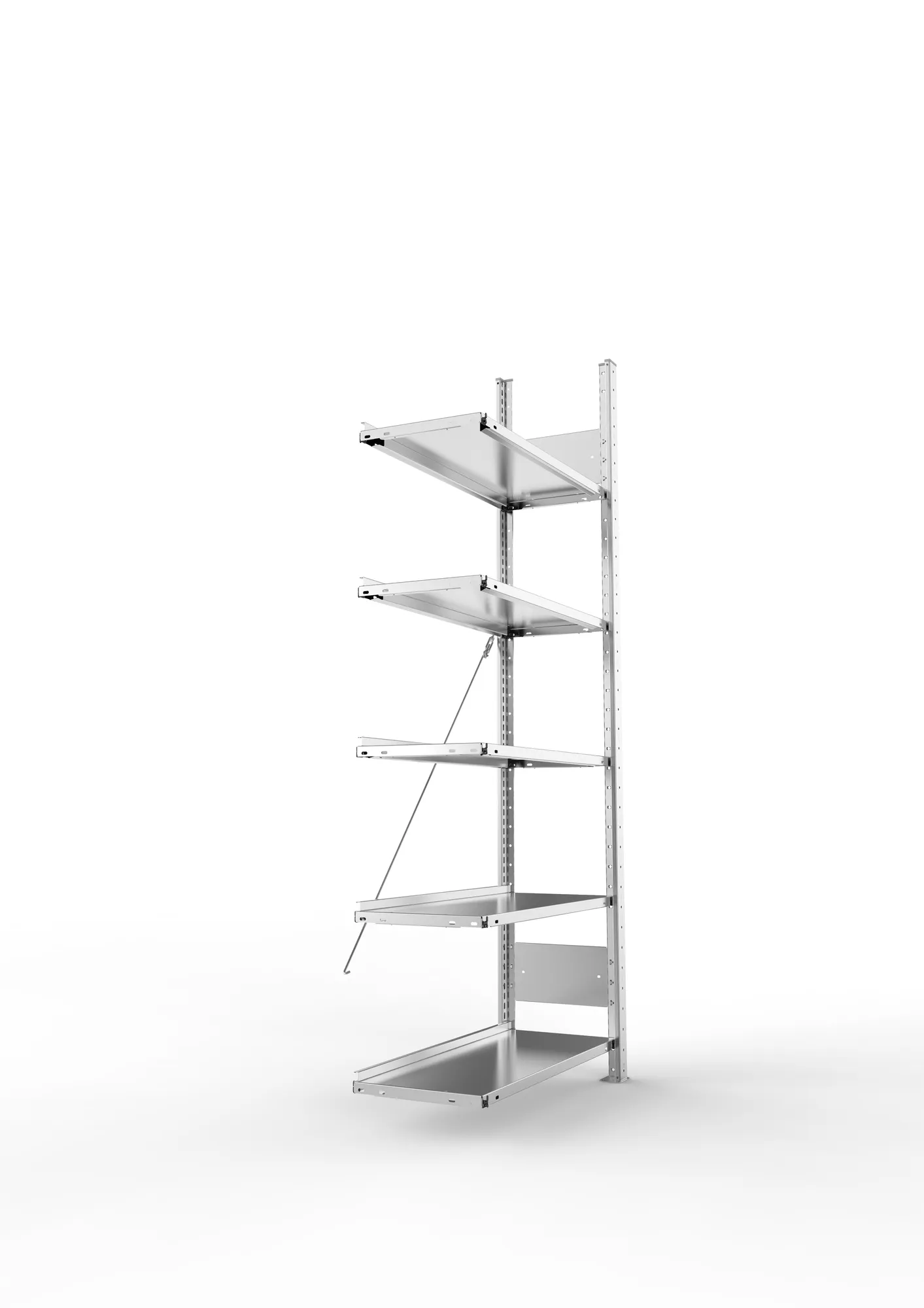 META COMPACT S3| Büro-Steckregal | Anbauregal | 1850 x 750 x 300 mm | Fachlast 80 kg | 5 Ebenen | Endanschlag | verzinkt