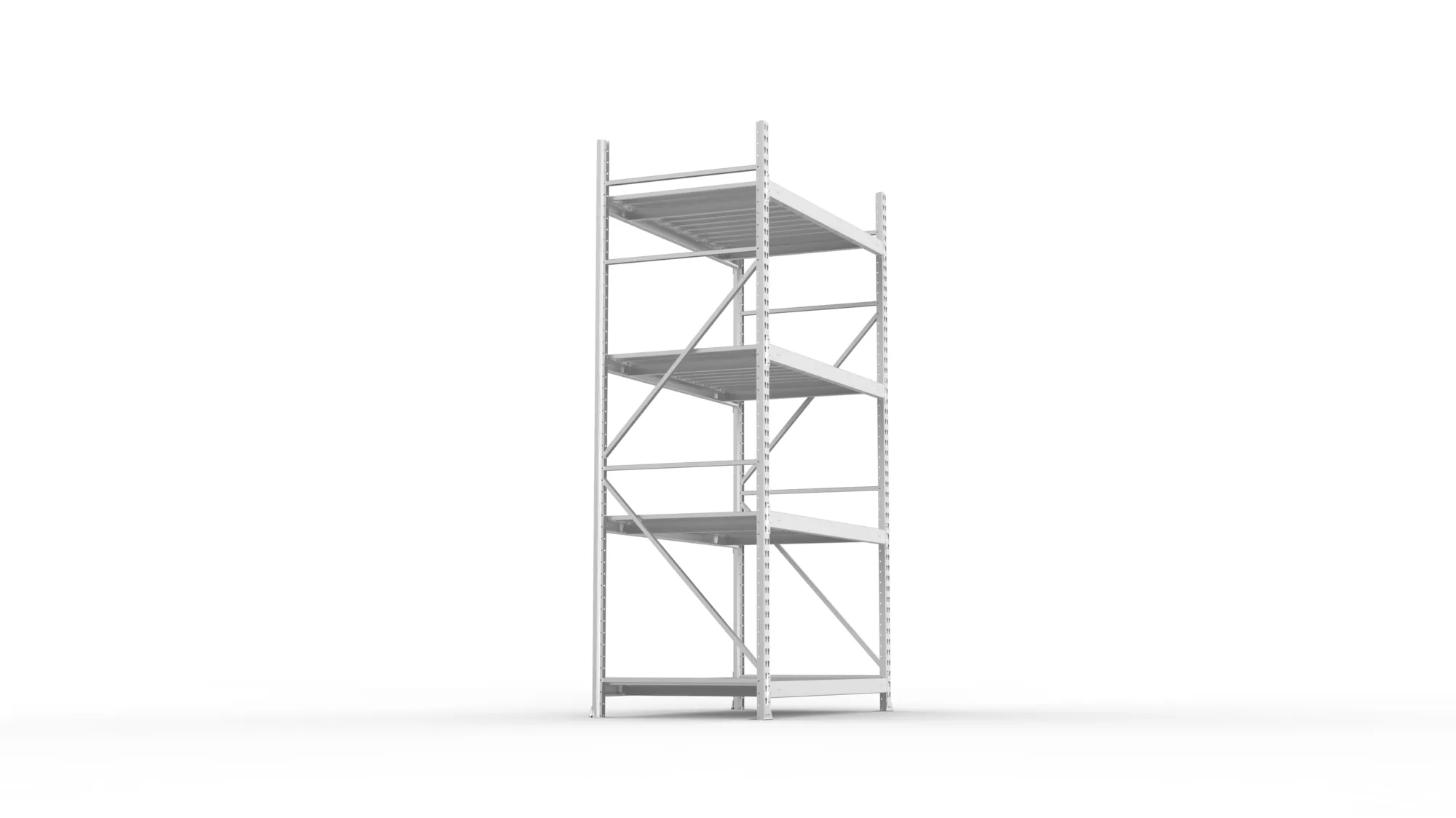 META MINI-RACK Weitspannregal | Grundregal | 2500 x 1400 x 800 mm | Fachlast 600 kg | Stahlpaneelböden | 4 Ebenen