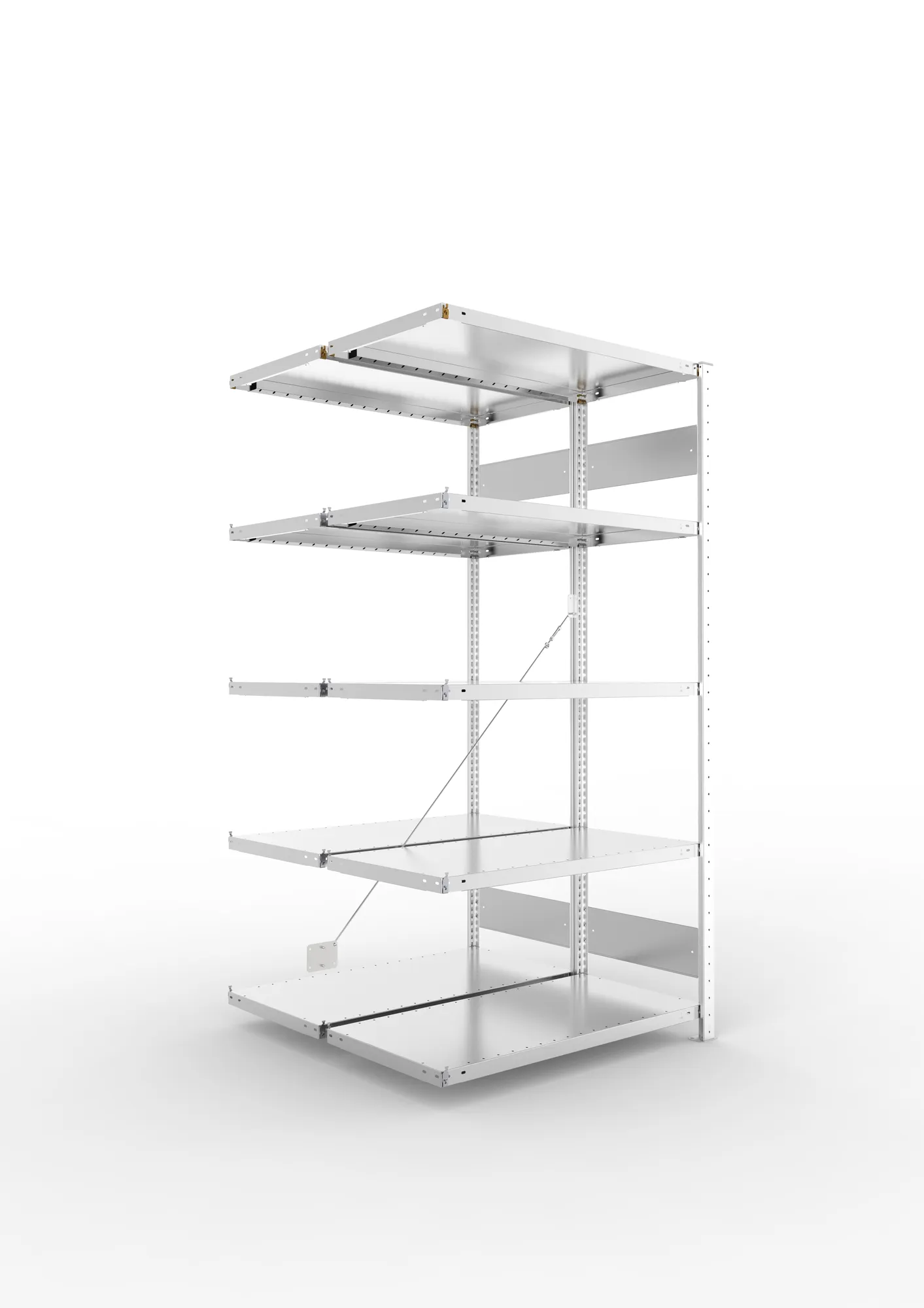 META CLIP S3 | Fachbodenregal | Doppel-Anbauregal | 2000 x 1000 x 500 mm | Fachlast 100 kg | 4+1 Ebenen | verzinkt