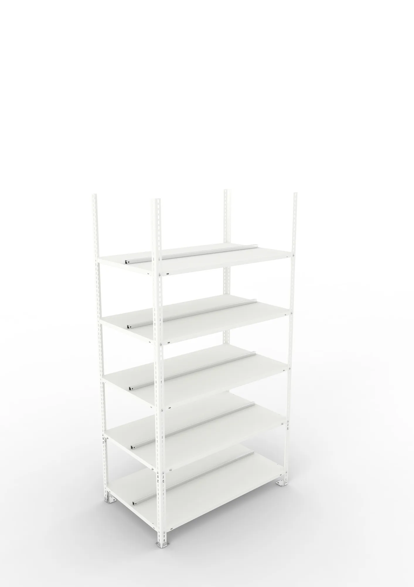 META FIX COMPACT | Büro-Schraubregal | Grundregal | 1850 x 1000 x 600 mm | 70 kg | 5 Ebenen | RAL 7035