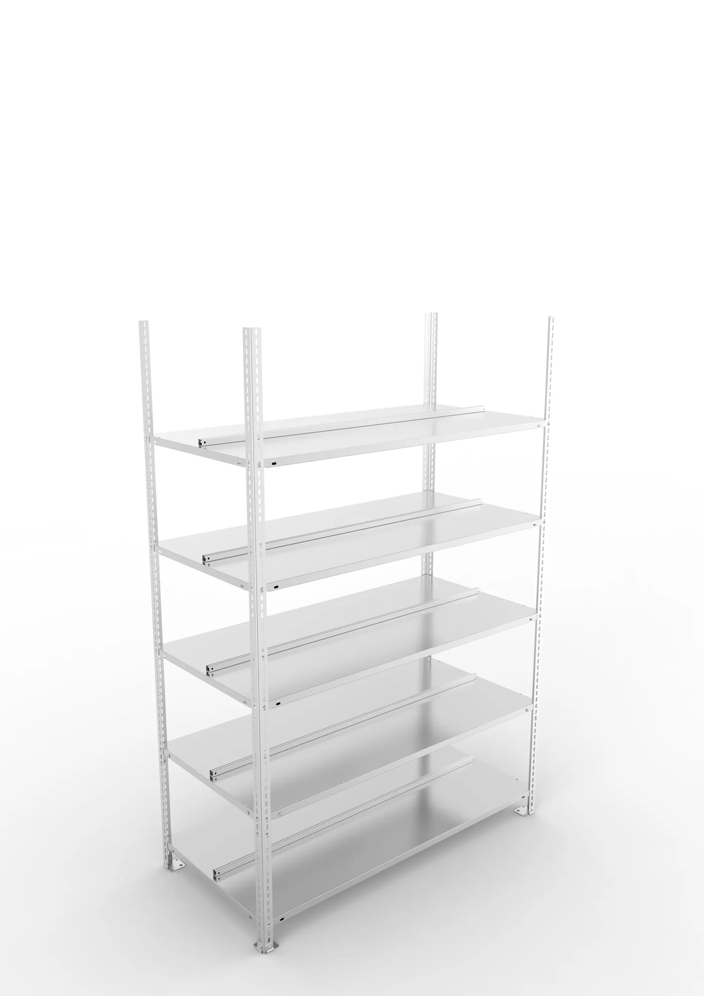META FIX COMPACT | Büro-Schraubregal | Grundregal | 1850 x 1250 x 600 mm | Fachlast 100 kg | 5 Ebenen | verzinkt