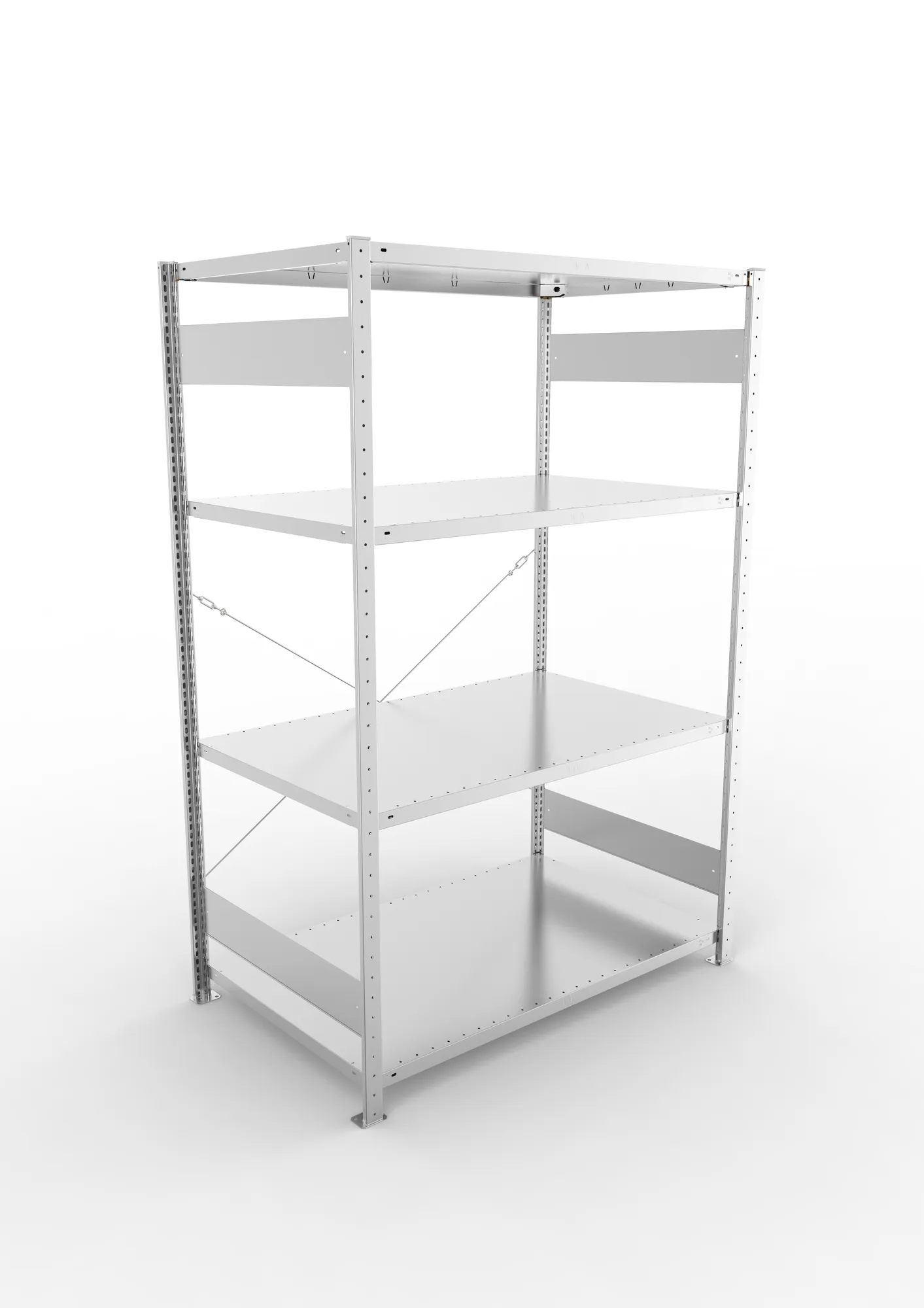 META CLIP | Fachbodenregal | Grundregal | 2000 x 1300 x 800 mm | Fachlast 230 kg | 3+1 Ebenen | verzinkt