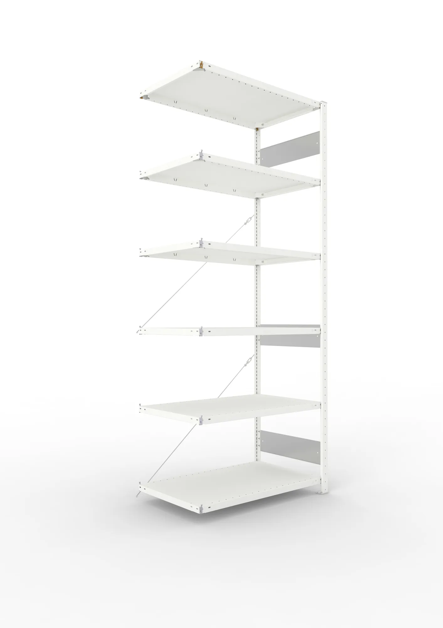 META CLIP S3 | Fachbodenregal | Anbauregal | 2500 x 1000 x 600 mm | Fachlast 150 kg | 5+1 Ebenen | RAL 7035