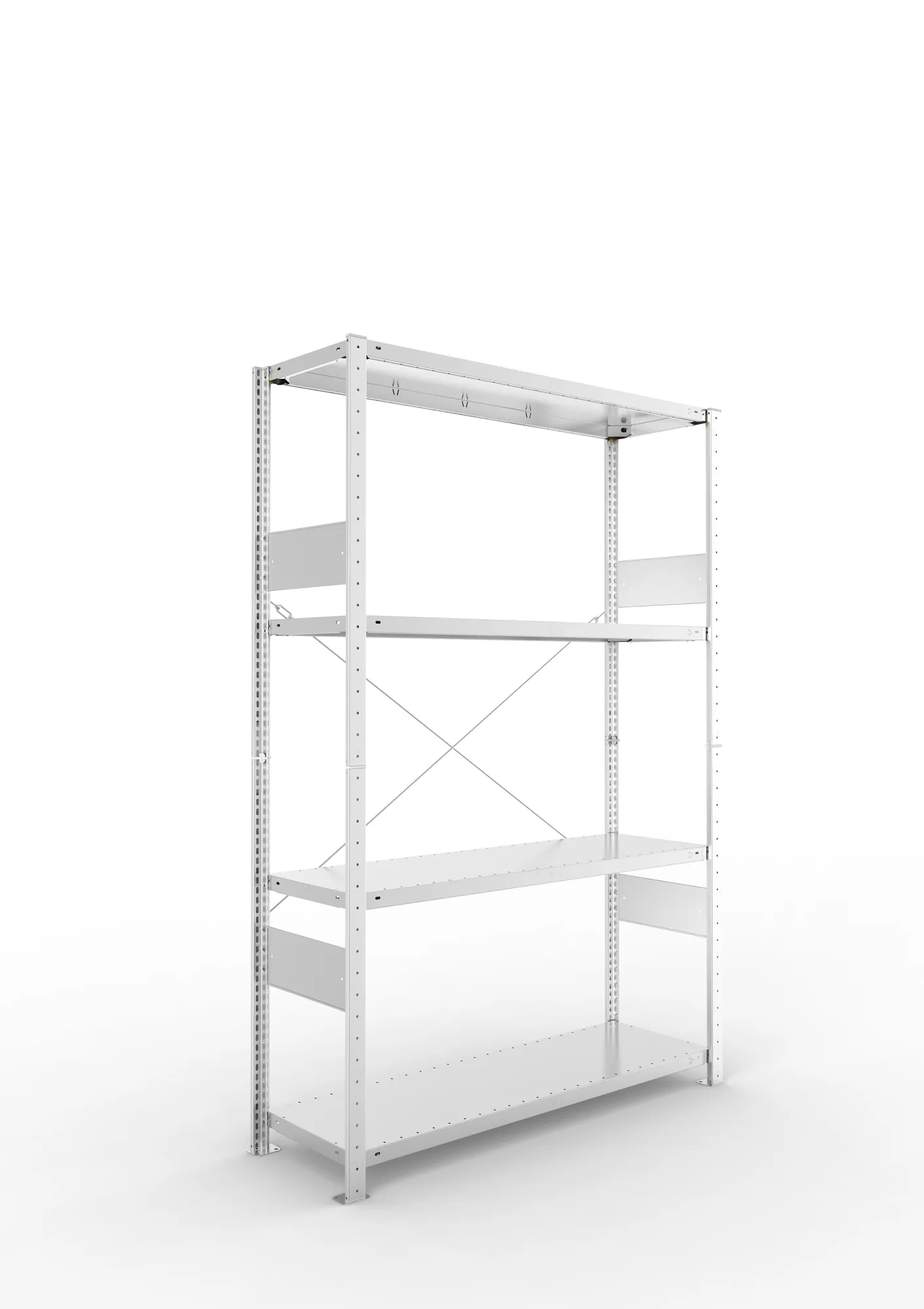 META CLIP SPLIT | Fachbodenregal | Grundregal | 2000 x 1300 x 400 mm | Fachlast 230 kg | 3+1 Ebenen | verzinkt