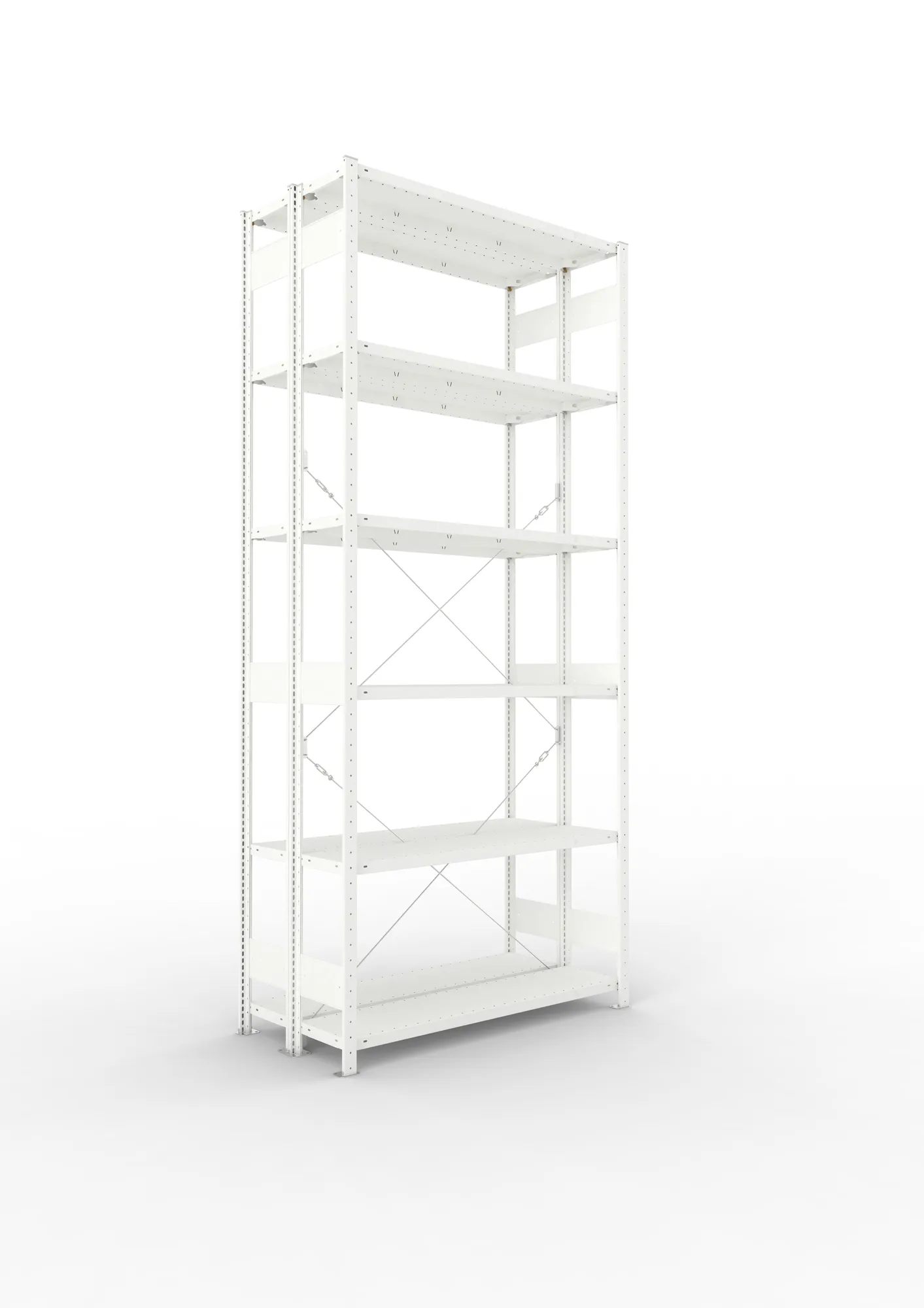 META CLIP | Fachbodenregal | Doppel-Grundregal | 3000 x 1300 x 300 mm | Fachlast 230 kg | 5+1 Ebenen | RAL 7035