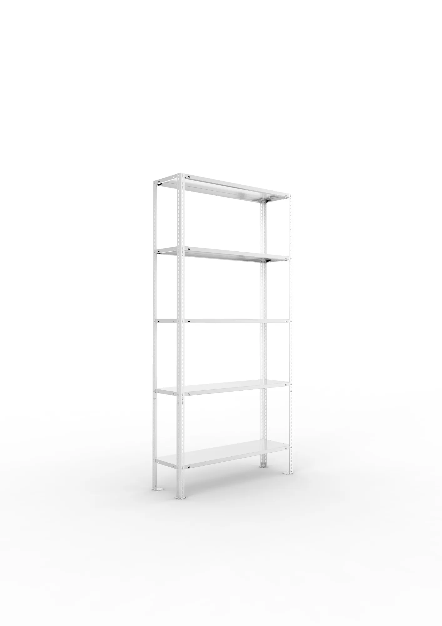 META FIX | Fachbodenregal | Grundregal | 2000 x 1000 x 300 mm | Fachlast 80 kg | 5 Ebenen | verzinkt