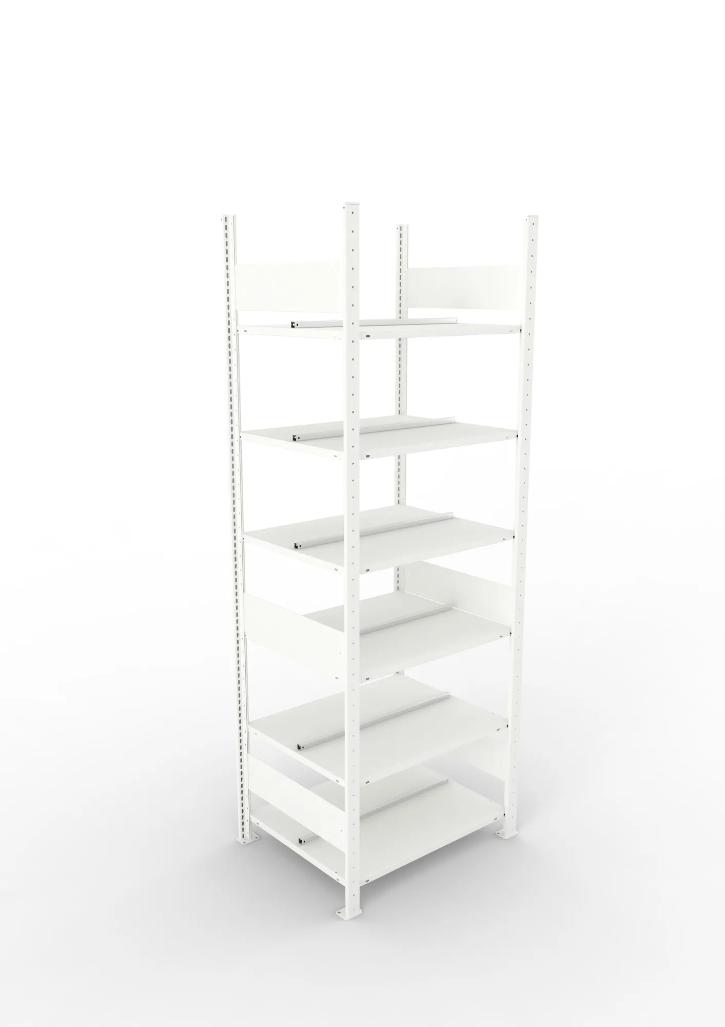 META COMPACT | Büro-Steckregal | Grundregal | 2200 x 750 x 600 mm | Fachlast 100 kg | 6 Ebenen | RAL 7035