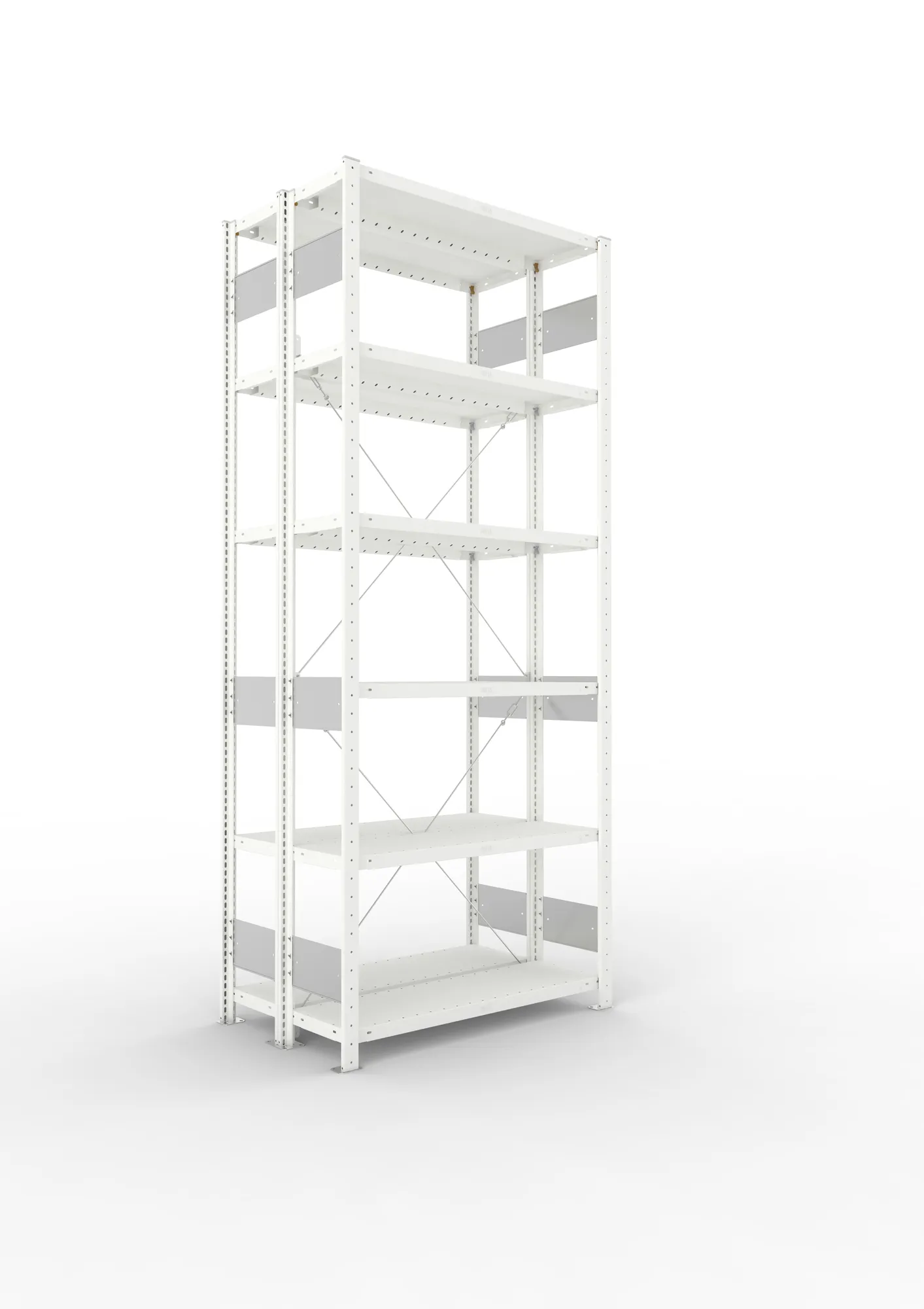 META CLIP S3 | Fachbodenregal | Doppel-Grundregal | 2500 x 1000 x 300 mm | Fachlast 100 kg | 5+1 Ebenen | RAL 7035