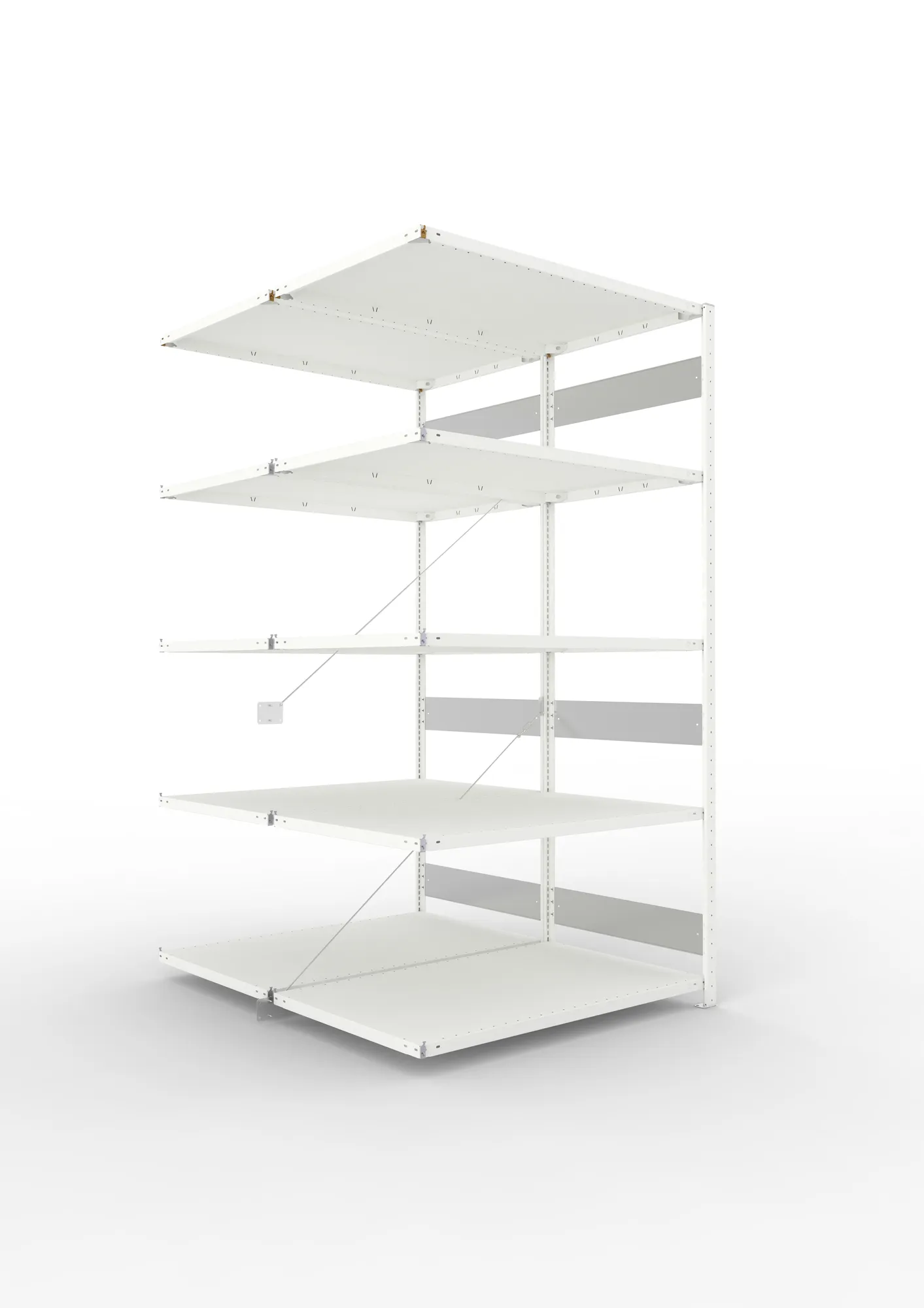 META CLIP S3 | Fachbodenregal | Doppel-Anbauregal | 2500 x 1300 x 800 mm | Fachlast 230 kg | 4+1 Ebenen | RAL 7035