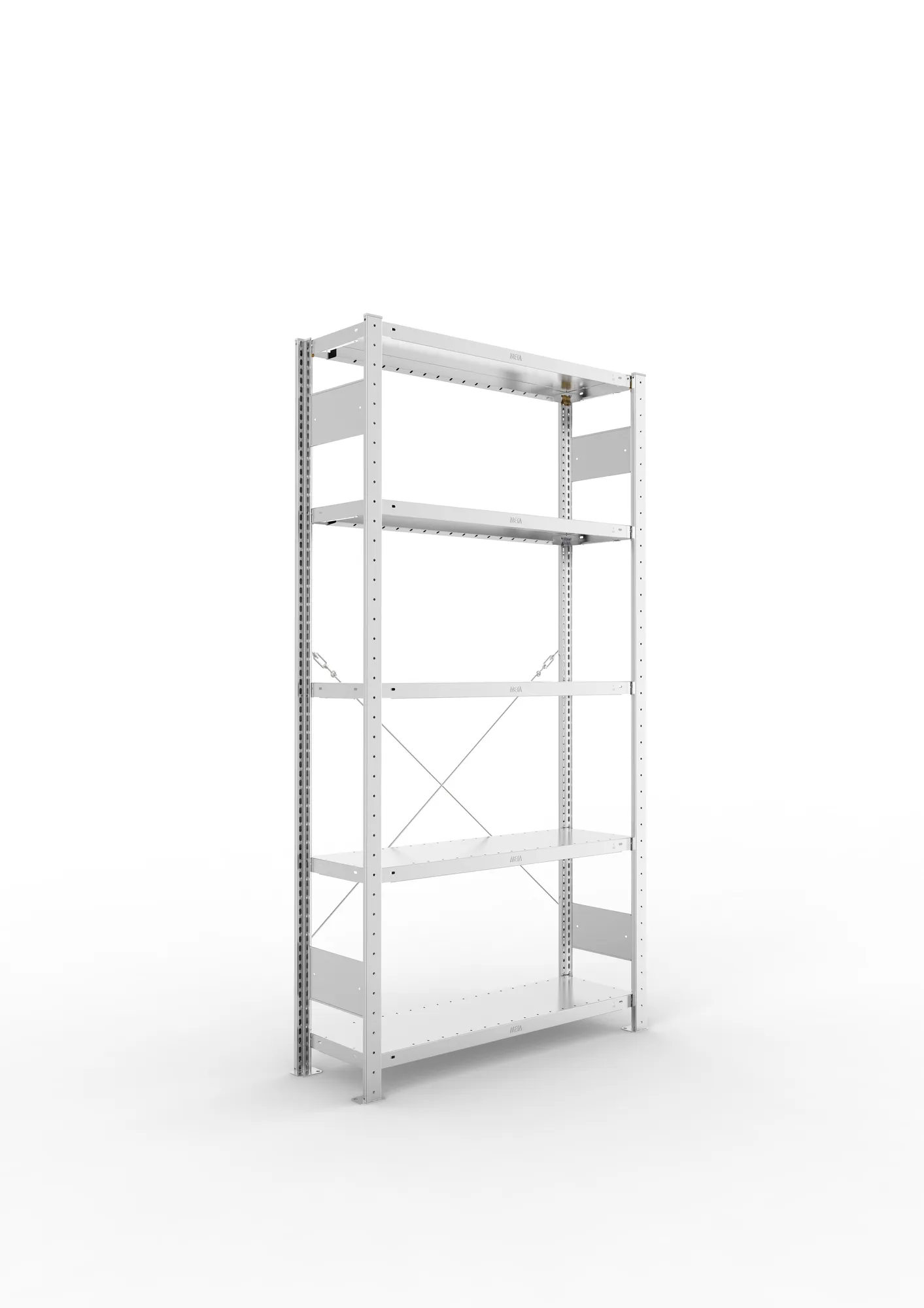 META CLIP | Fachbodenregal | Grundregal | 2000 x 1000 x 300 mm | Fachlast 230 kg | 4+1 Ebenen | verzinkt