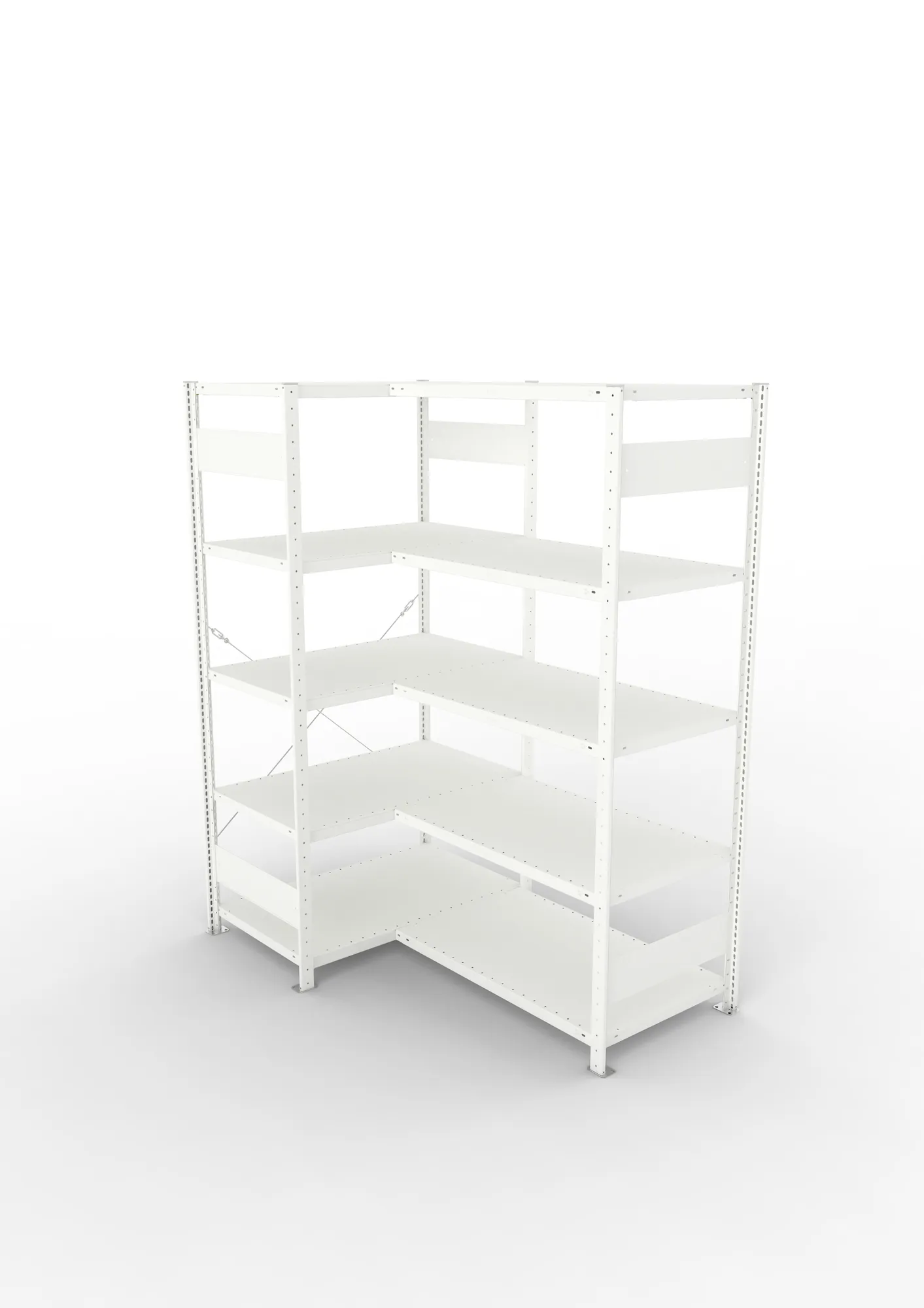 META CLIP | Eckregal | 2000 x 1000 x 600 mm | Fachlast 100 kg | 4+1 Ebenen | RAL 7035