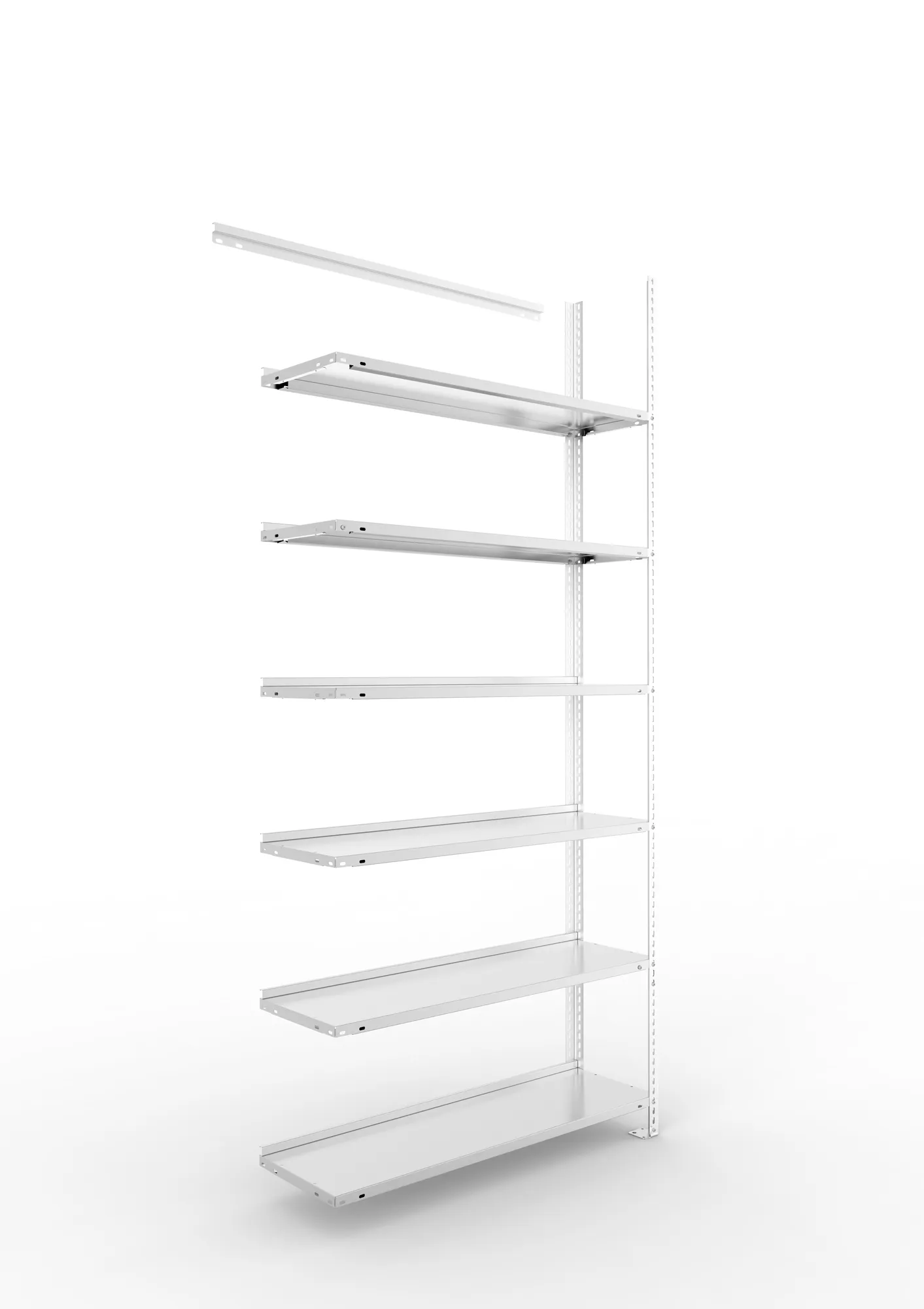META FIX COMPACT | Büro-Schraubregal | Anbauregal | 2200 x 1000 x 300 mm | Fachlast 80 kg | 6 Ebenen | verzinkt