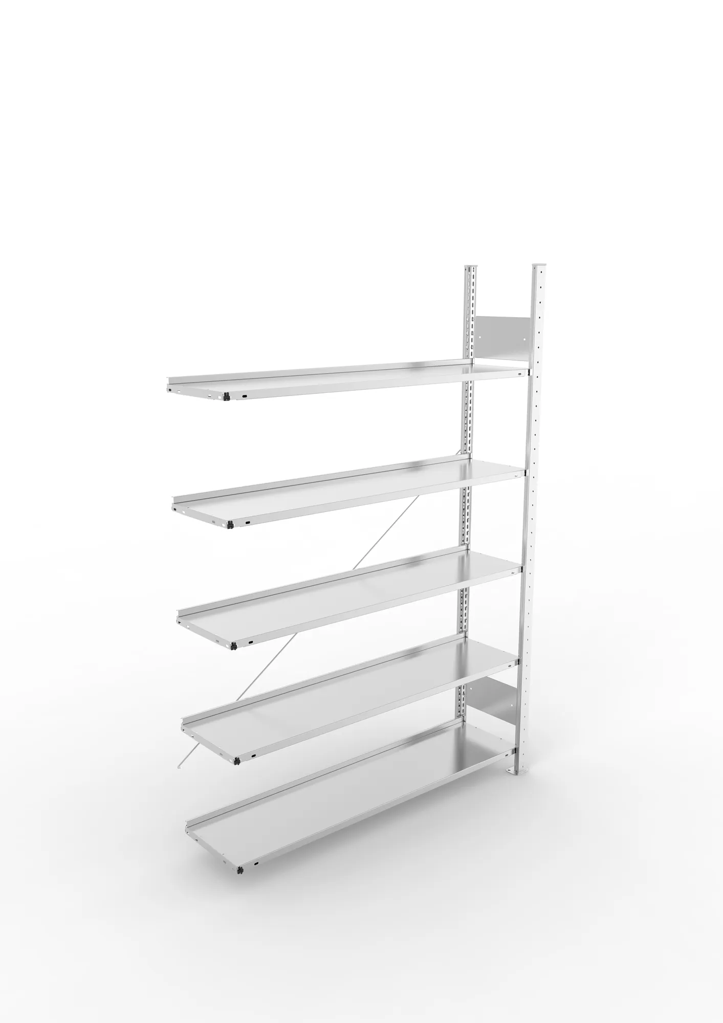 META COMPACT S3| Büro-Steckregal | Anbauregal | 1850 x 1250 x 300 mm | Fachlast 80 kg | 5 Ebenen | Endanschlag | verzinkt
