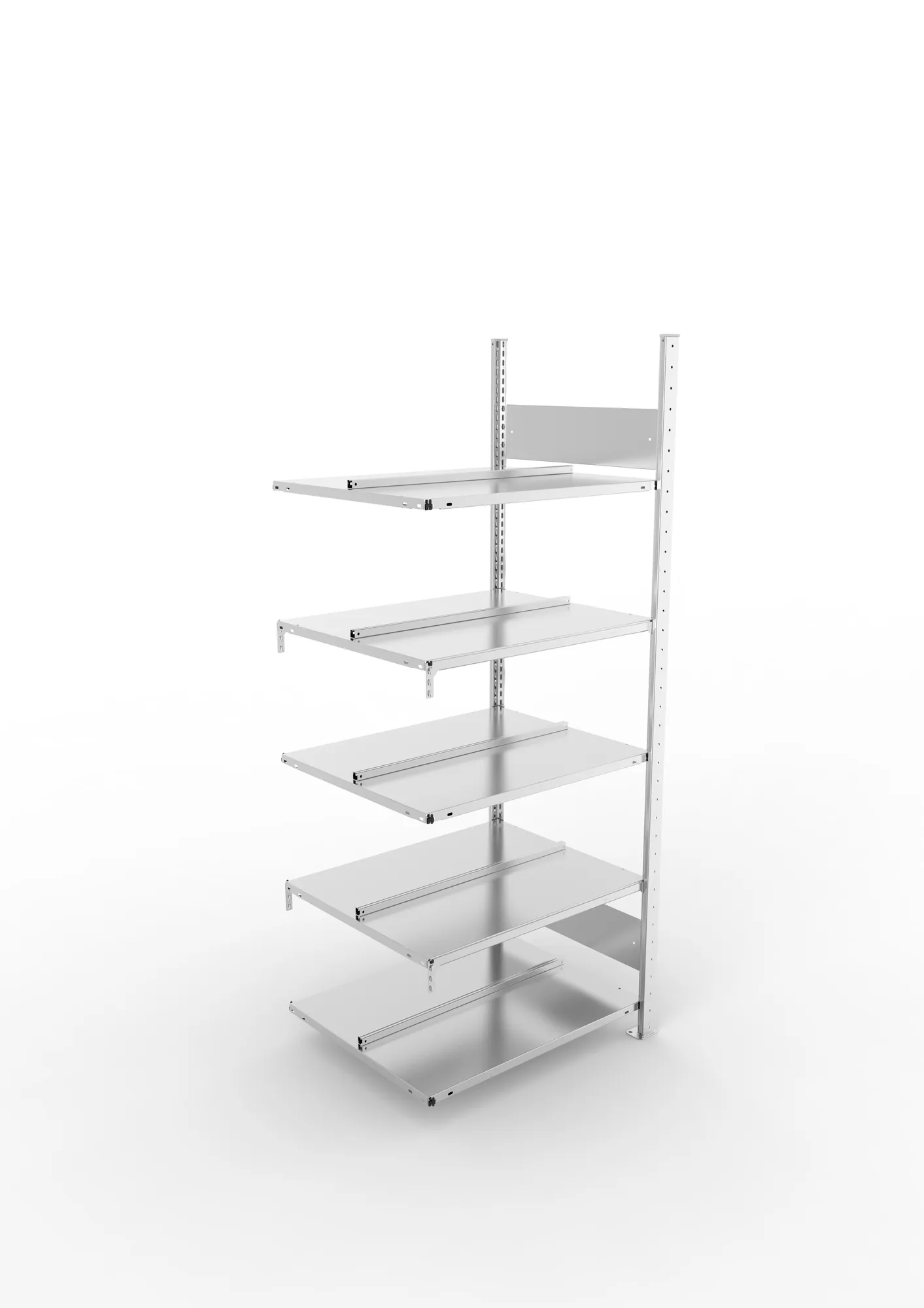 META COMPACT S3| Büro-Steckregal | Doppel-Anbauregal | 1850 x 750 x 600 mm | Fachlast 100 kg | 5 Ebenen | Mittelanschlag | verzinkt