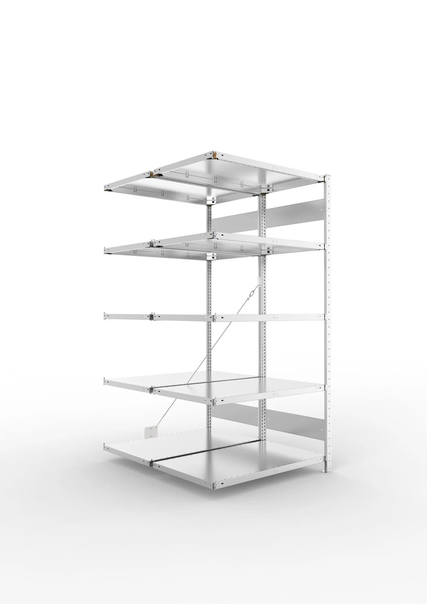 META CLIP | Fachbodenregal | Doppel-Anbauregal | 2000 x 1000 x 600 mm | Fachlast 150 kg | 4+1 Ebenen | verzinkt